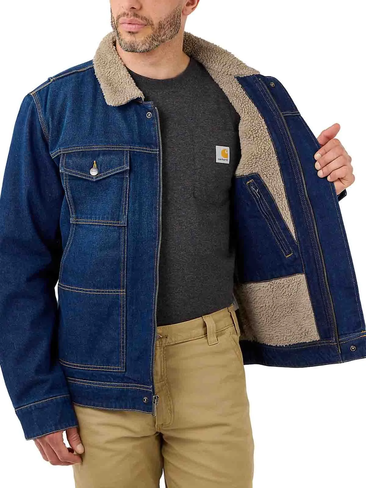 105478&#x20;Work&#x20;jacket&#x20;Denim&#x20;Sherpa&#x20;Lined&#x20;-&#x20;Carhartt