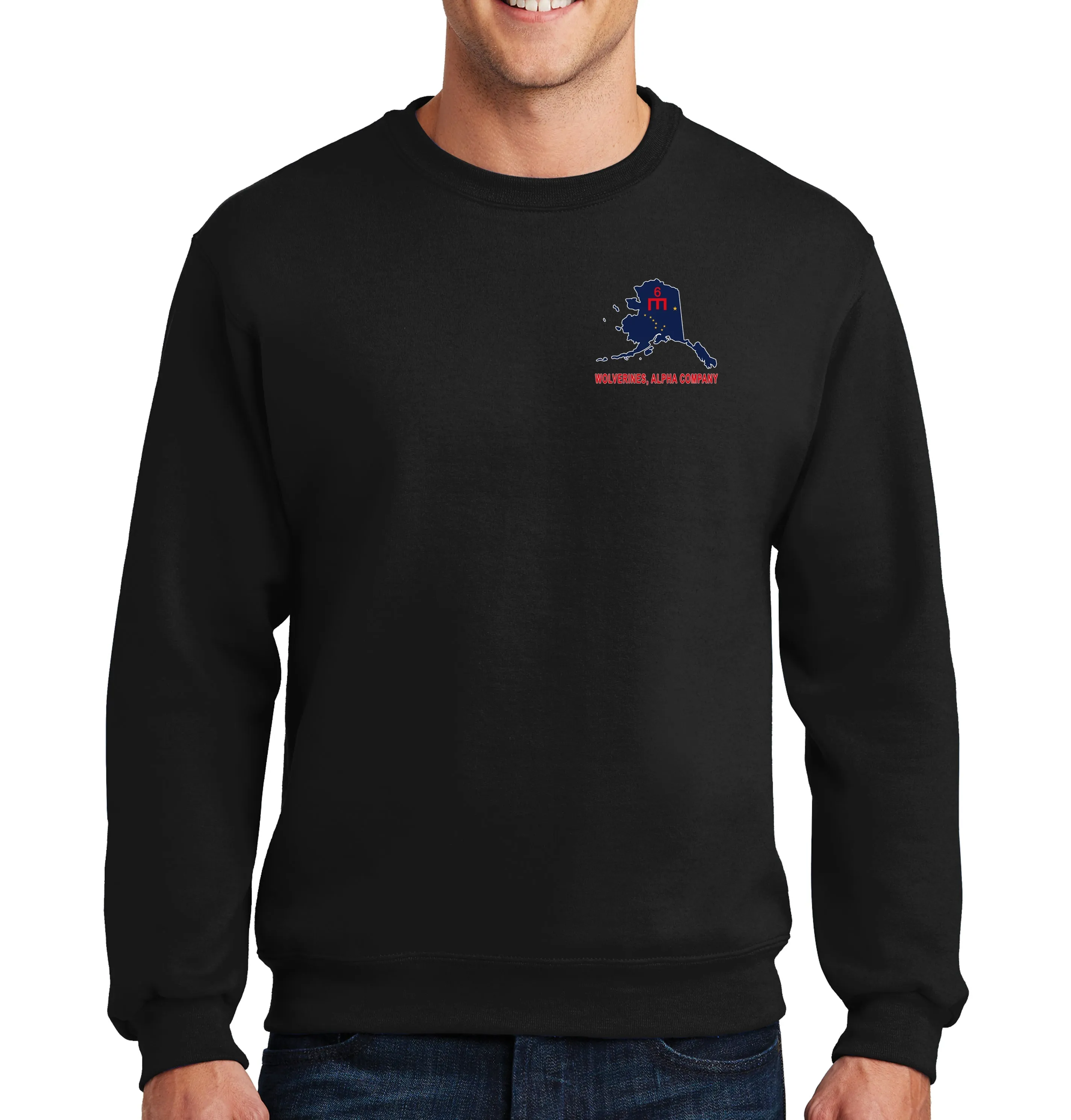 50-50 Blend Crewneck Unisex Sweatshirt (White Design). This shirt IS approved for PT.