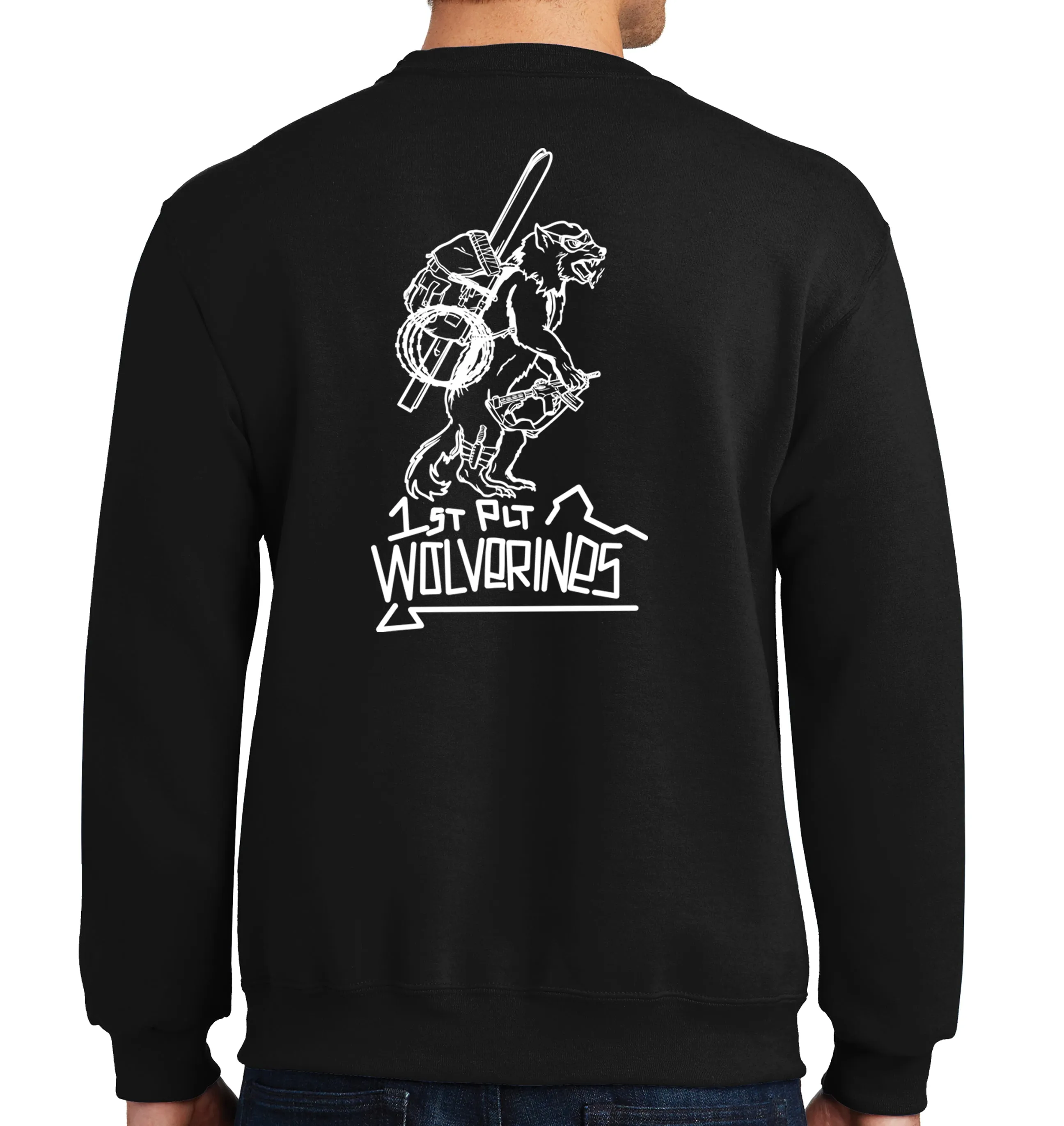 50-50 Blend Crewneck Unisex Sweatshirt (White Design). This shirt IS approved for PT.