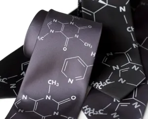 Addictive Molecules Silk Necktie. Caffeine & Nicotine "Coffee   Cigarettes."