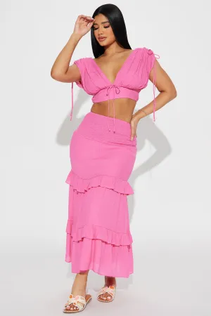 Alisa Gauze Skirt Set - Pink