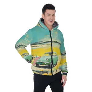 All-Over Print Men's Sherpa Fleece Zip Up Hoodie 26 12 classic car print