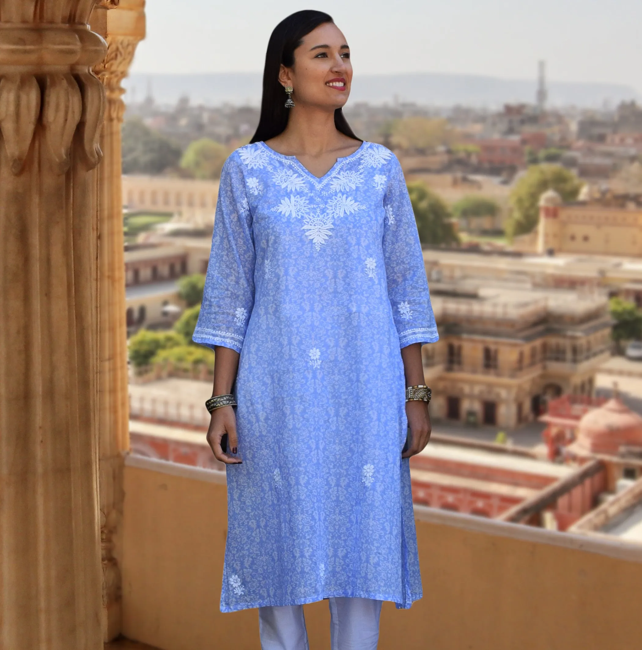 AMAL Printed Pure Soft Cotton Long Tunic Kurta Dress: Made to Order