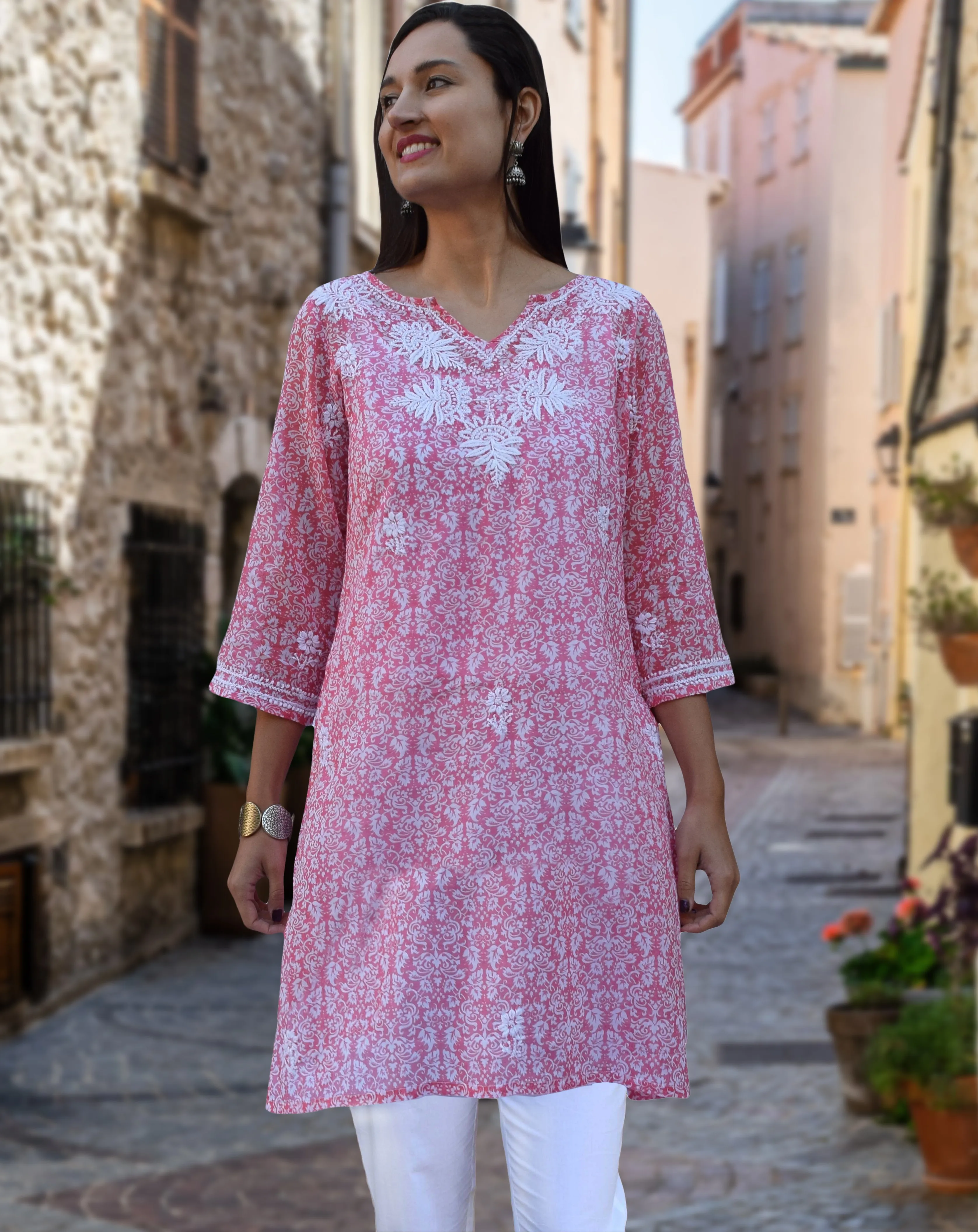 AMALA Pure Cotton, Light Weight, Printed, Hand Embroidered Tunic Top Kurti