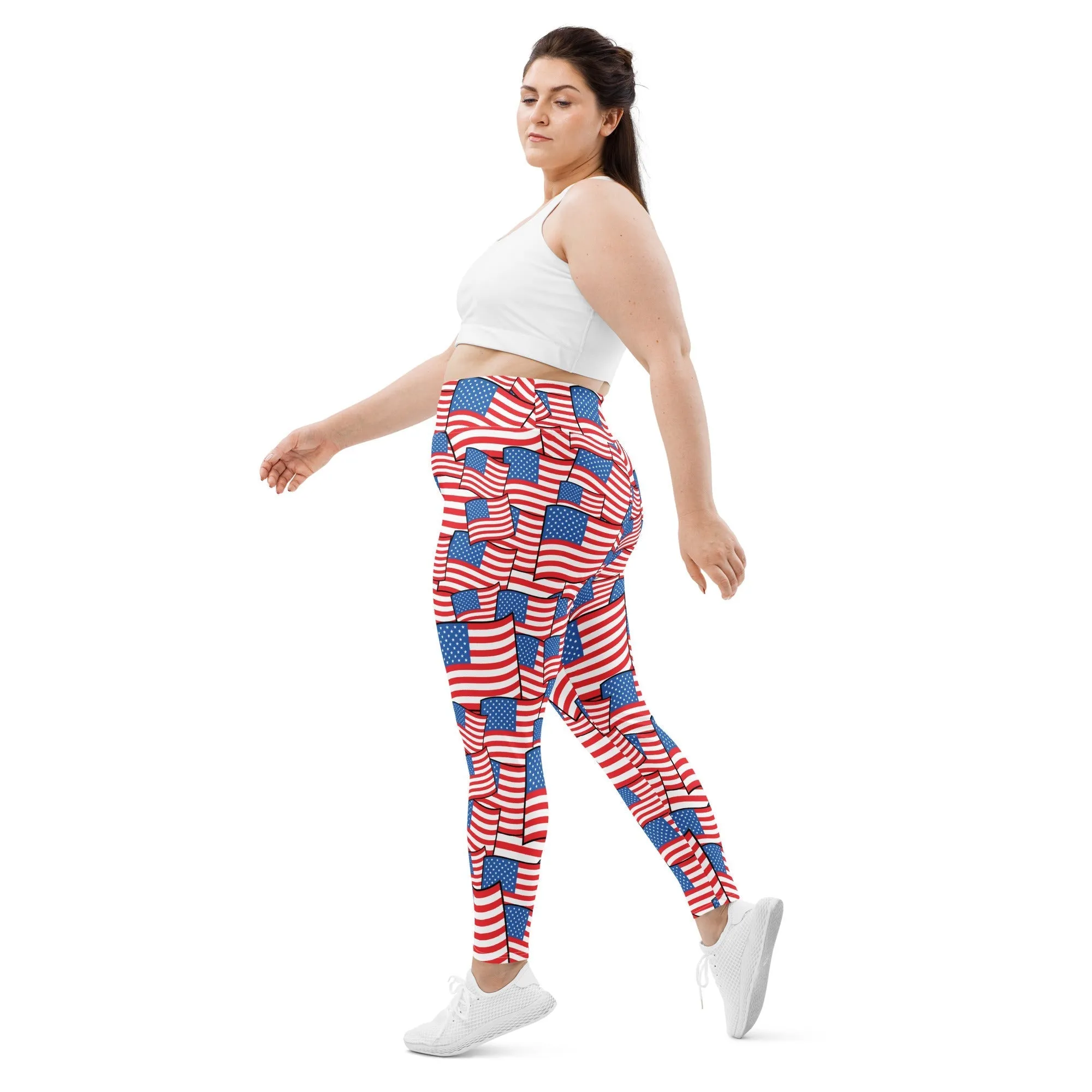 American Flag Pattern Plus Size Leggings