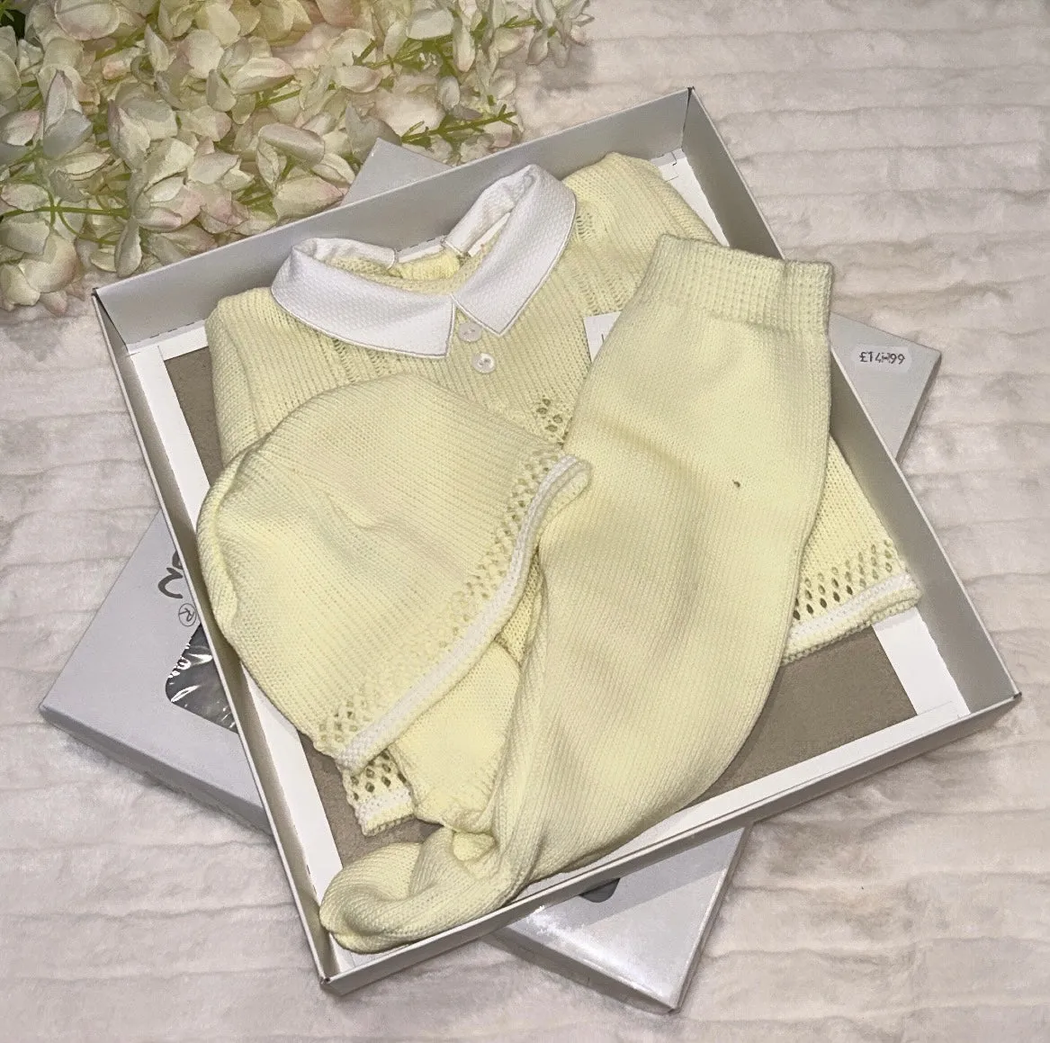 Baby boys fine knit lemon box set