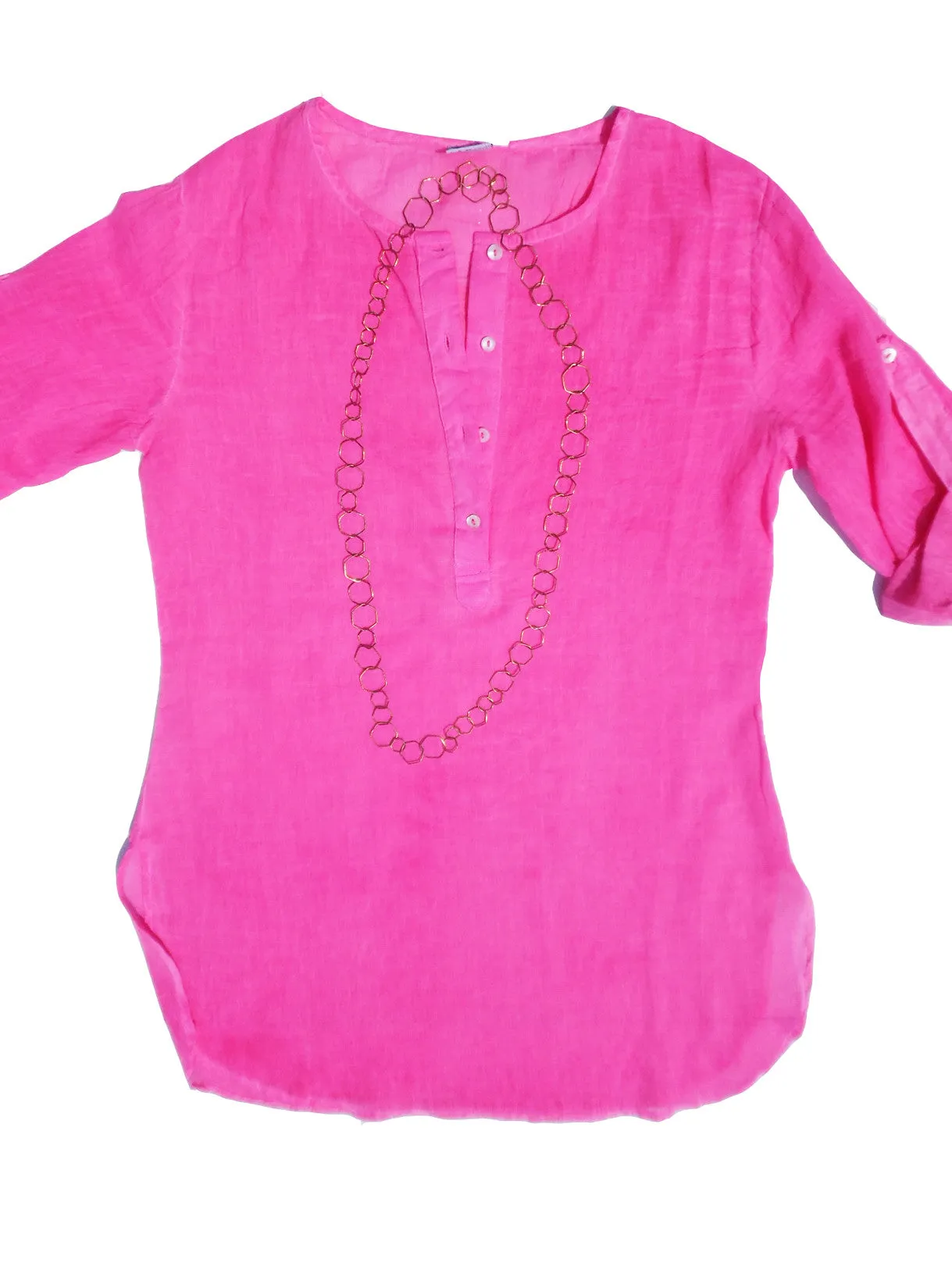 Batiste Cotton Beach Cover Up Top Hot Pink