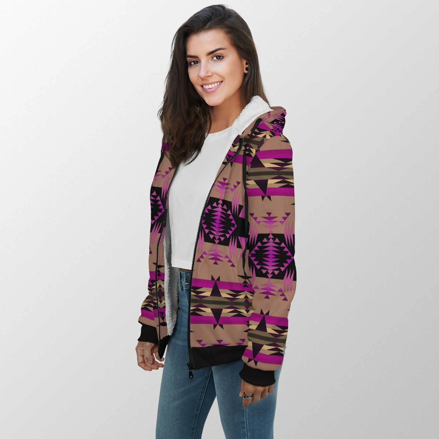 Between the Mountains Berry Sherpa Hoodie