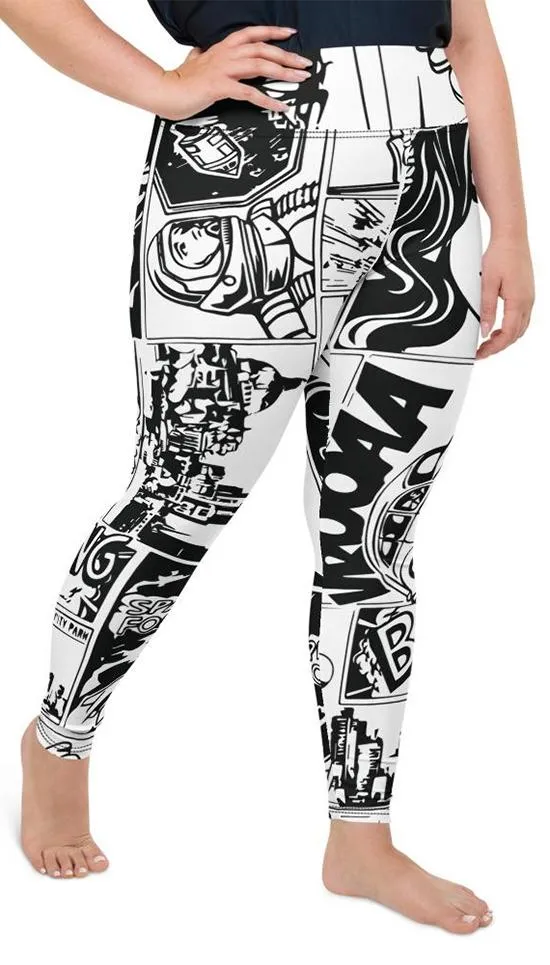 Black & White Comic Book Plus Size Leggings