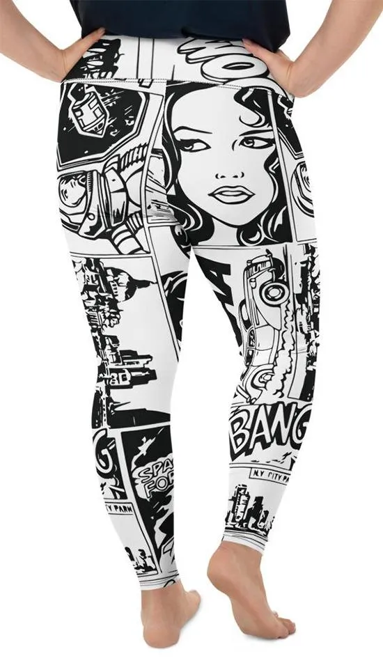 Black & White Comic Book Plus Size Leggings