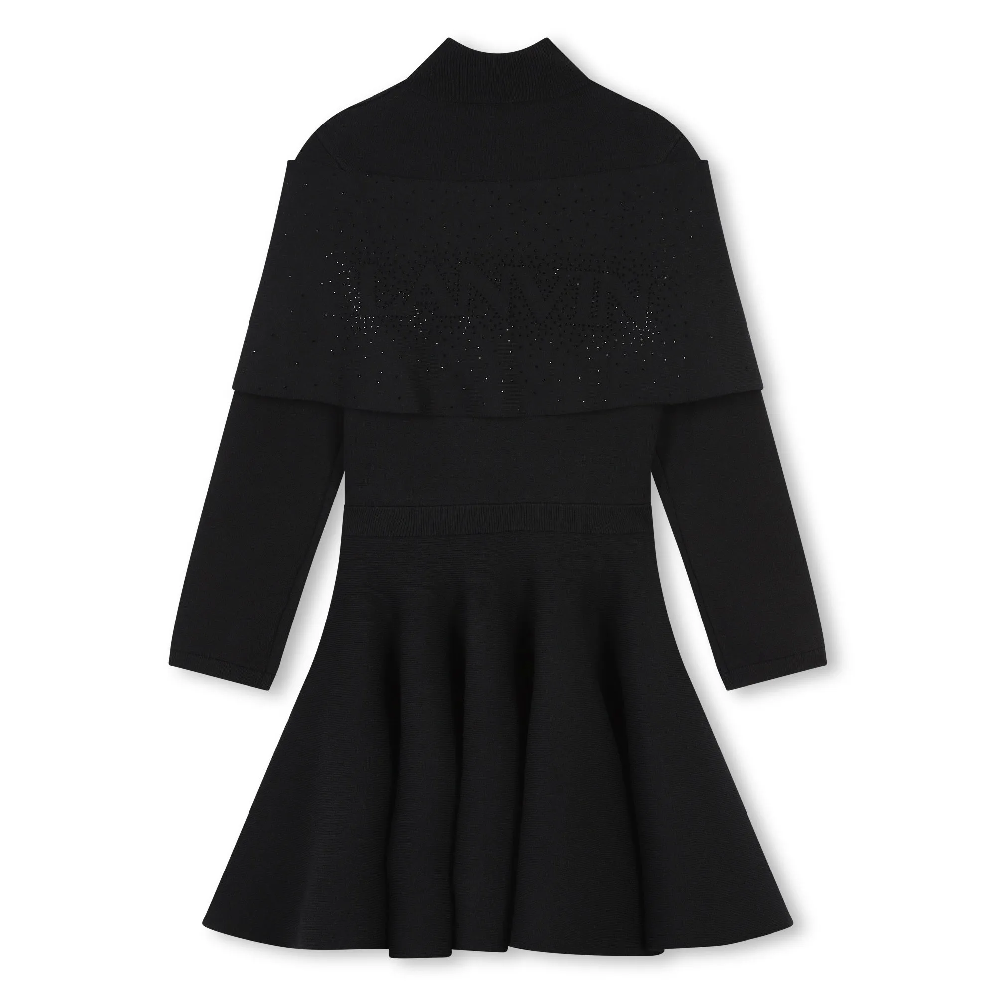 Black Knit Lanvin Logo Rhinestone Dress