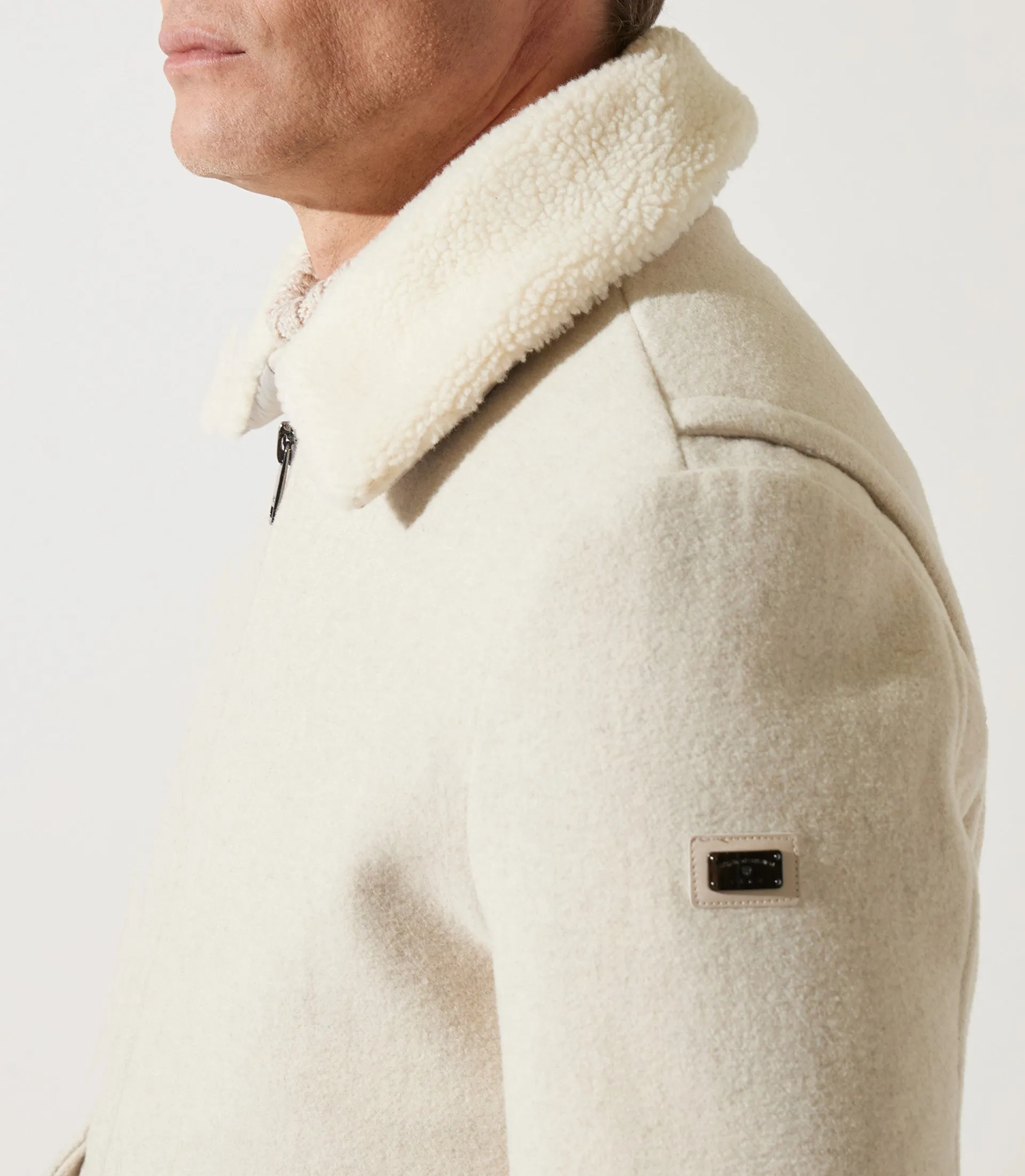 Blouson en laine col sherpa mastic MATHIAS