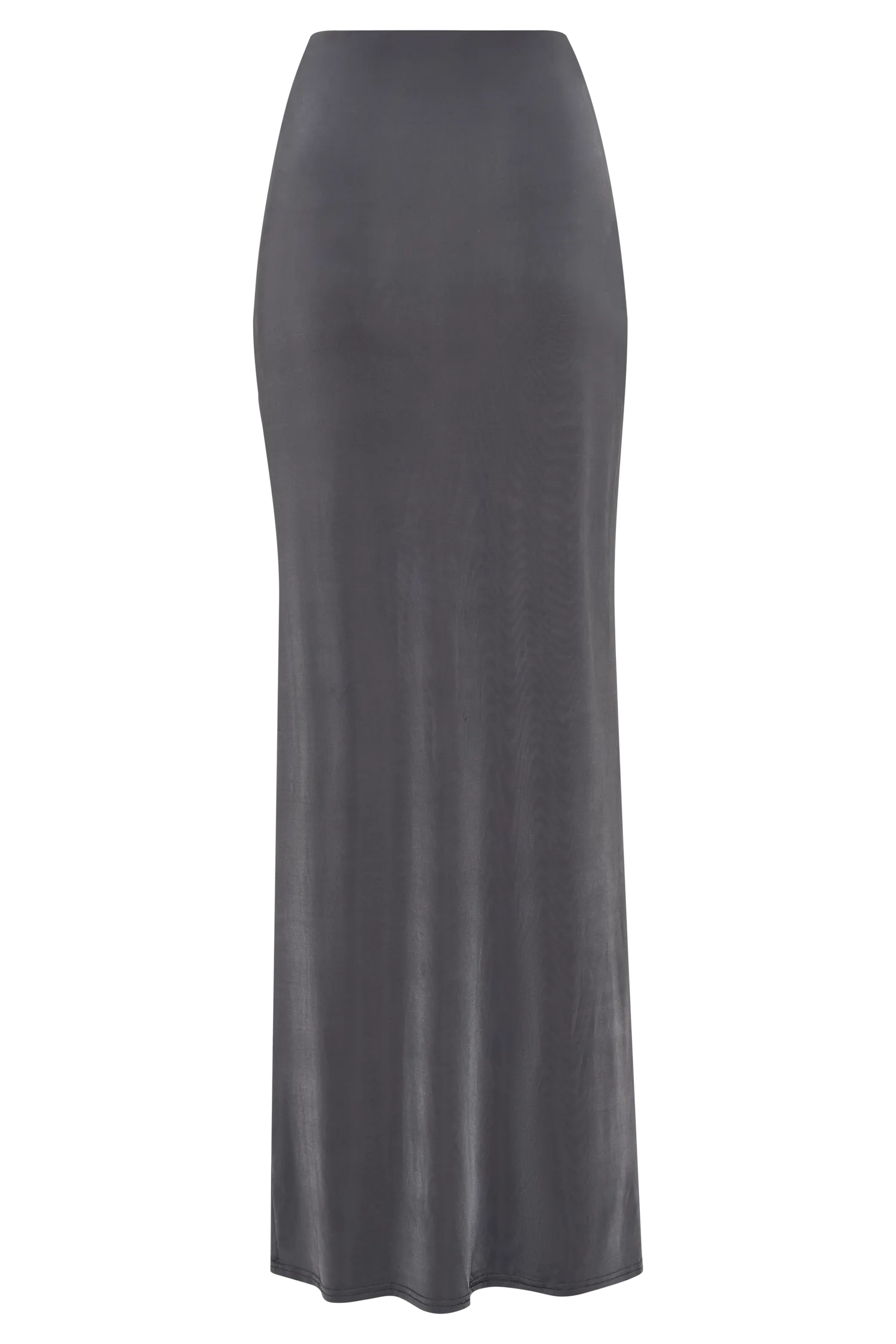 Bronwyn Slinky Ruched Maxi Skirt With Split - Charcoal