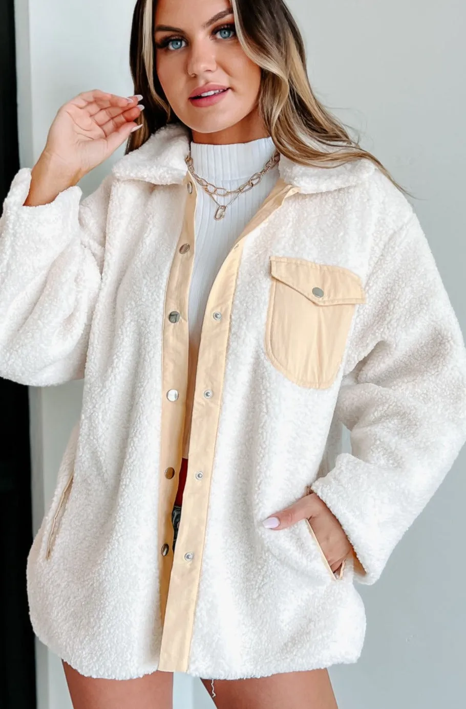 Bundled Up Sherpa Jacket (Cream)