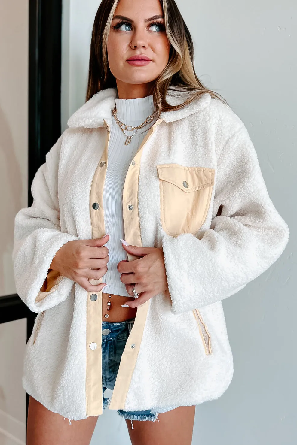 Bundled Up Sherpa Jacket (Cream)