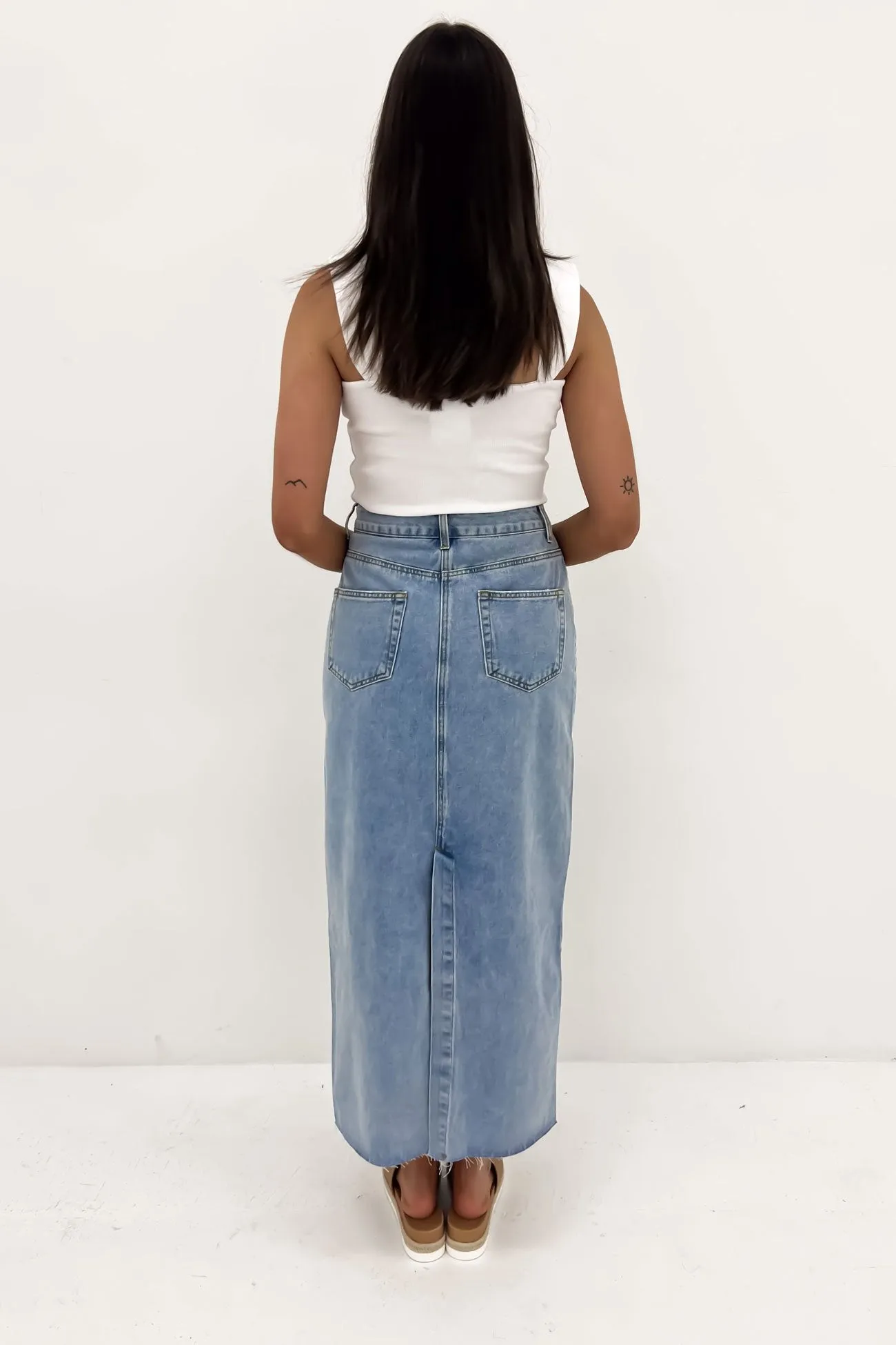 Calla Denim Maxi Skirt Light Blue