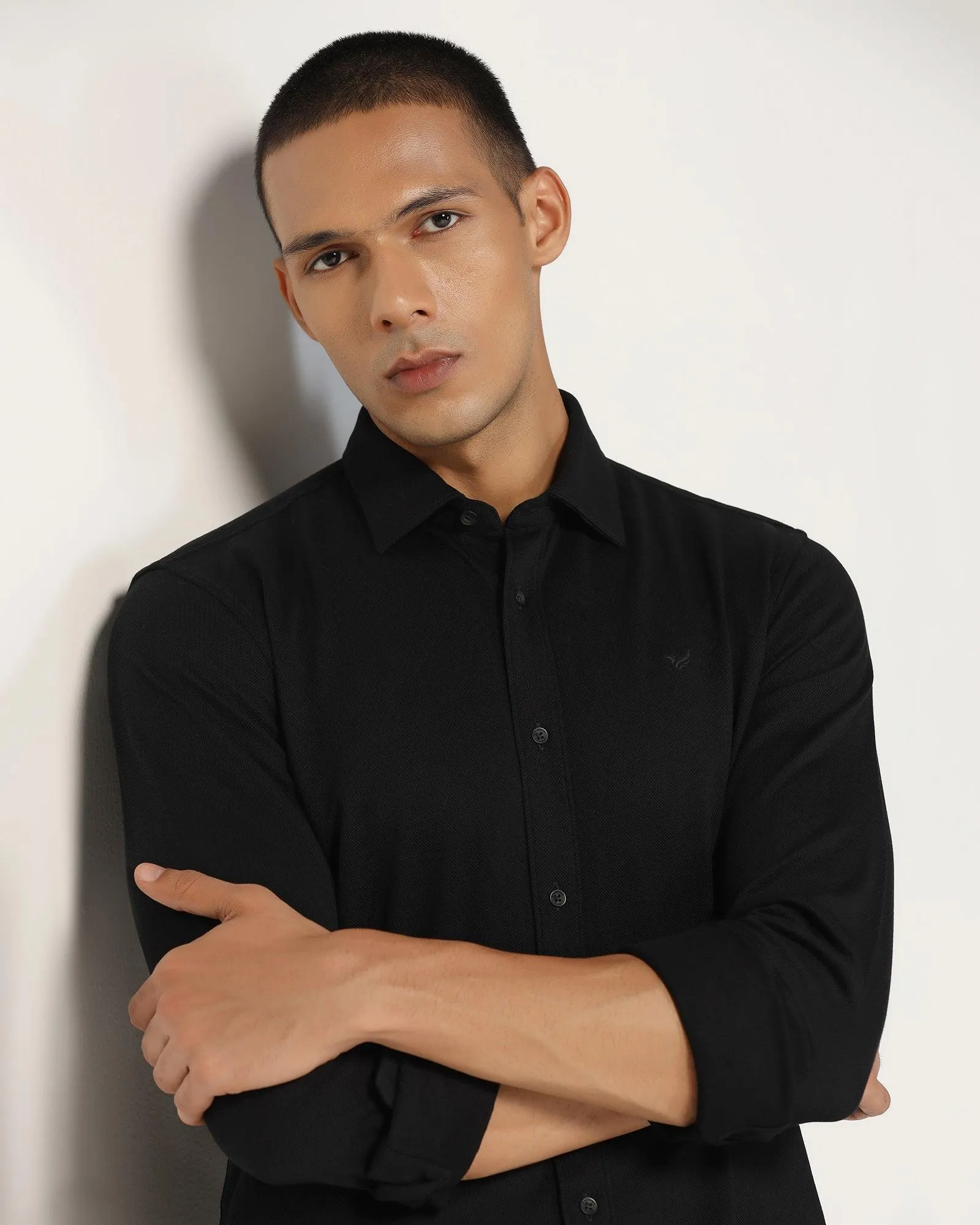 Casual Black Solid Shirt - Pareto