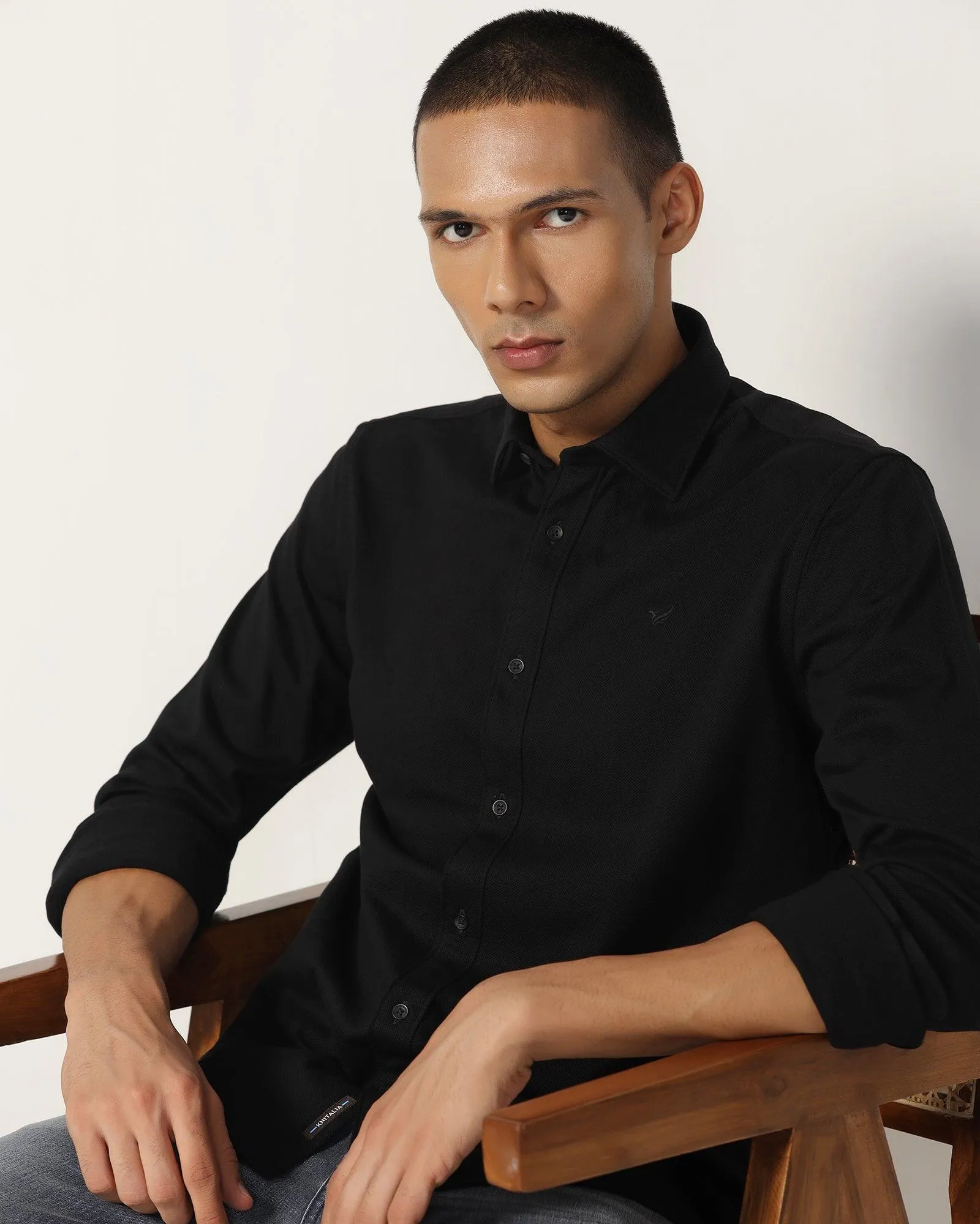 Casual Black Solid Shirt - Pareto