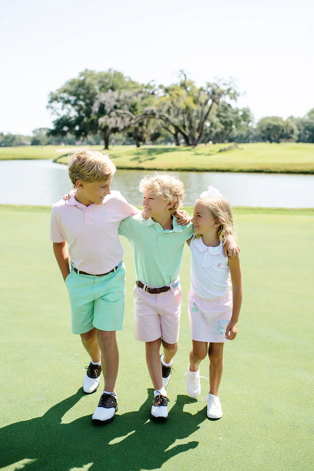 Charlie's Chinos - Palm Beach Pink with Mandeville Mint Stork