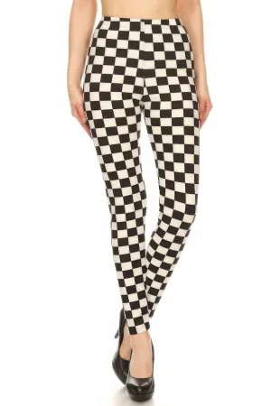 Checkered Printed High Waisted Leggings