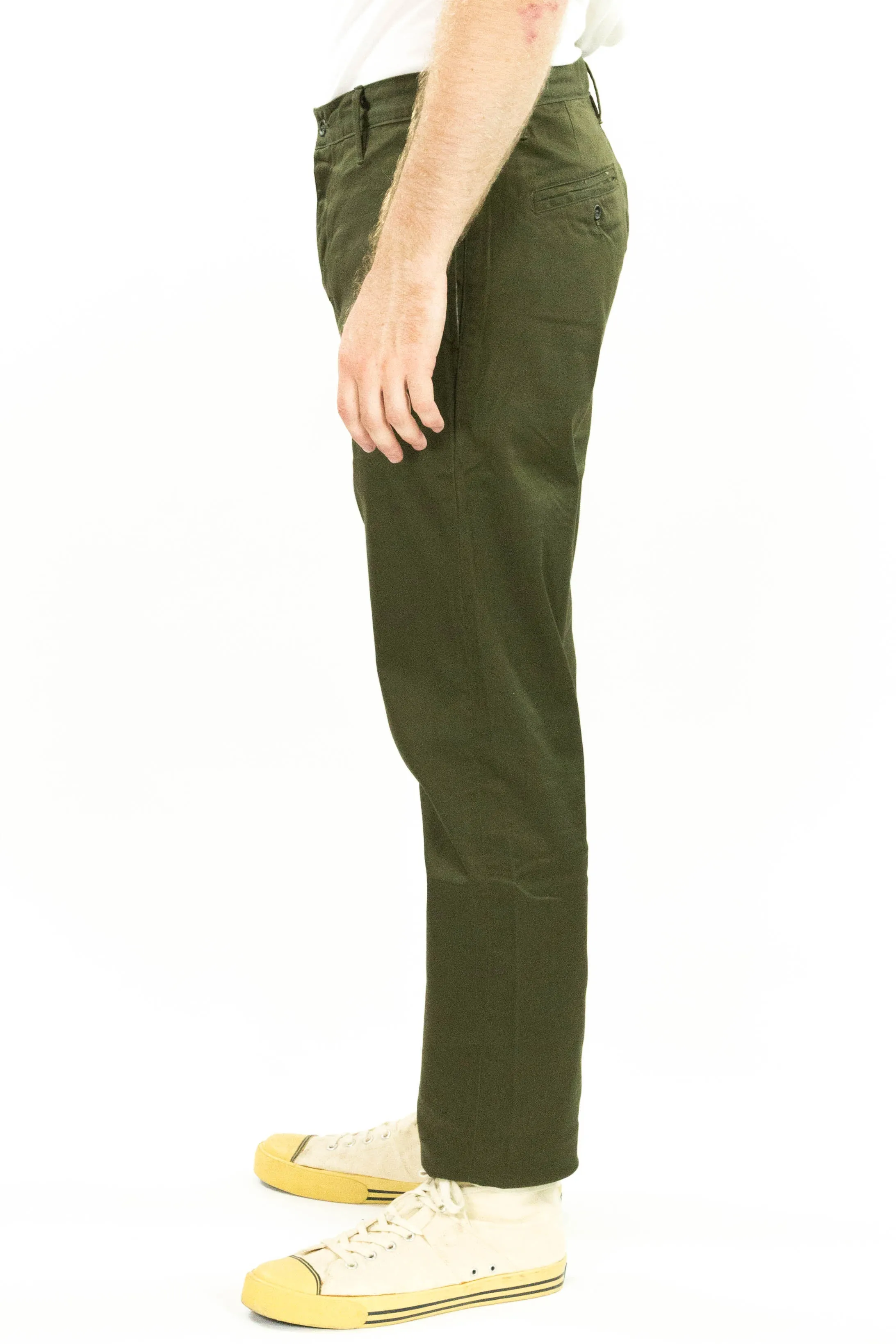 Coal Miner Olive 9 oz Japanese stretch sateen twill