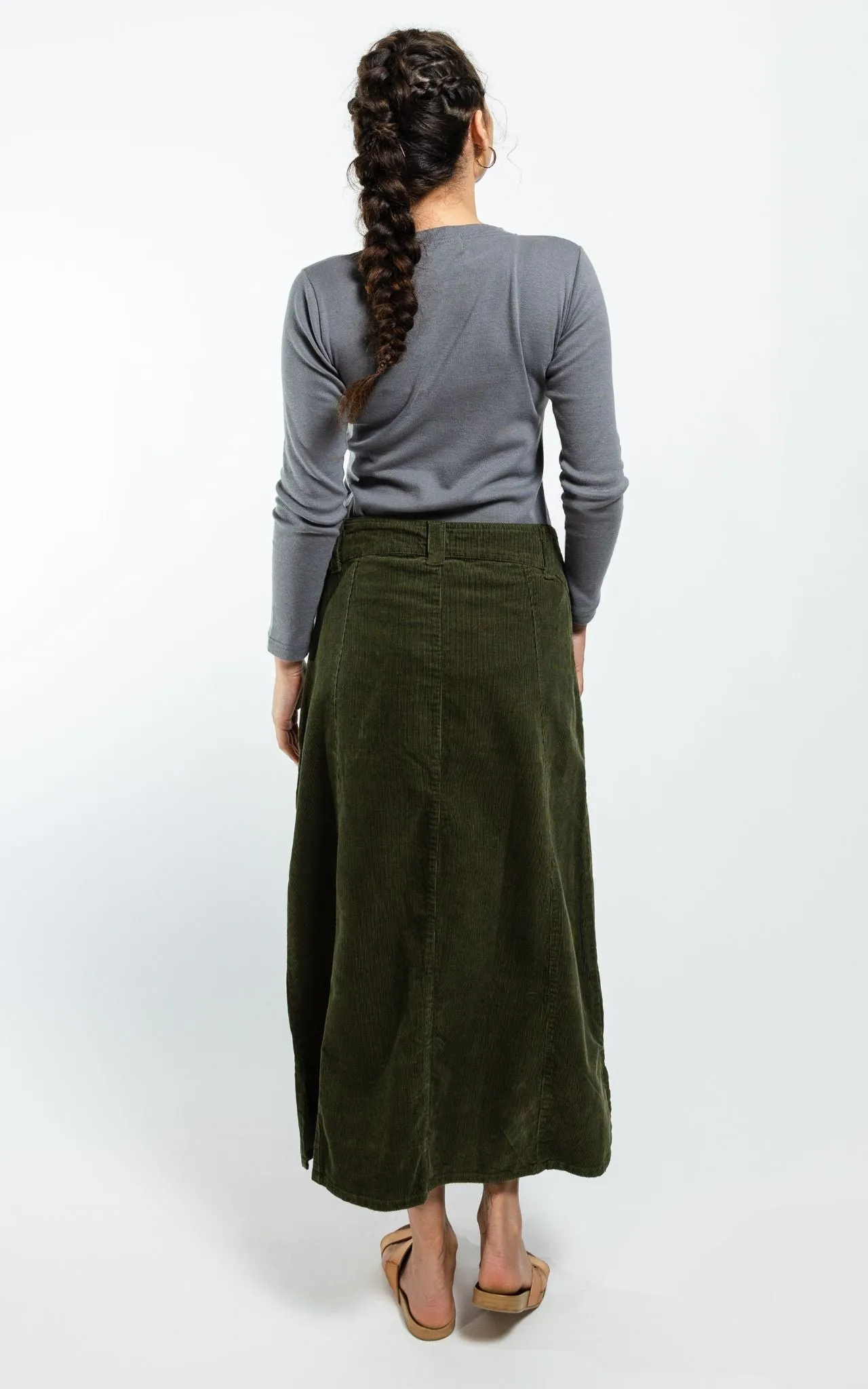 Corduroy Maxi Skirt - Khaki