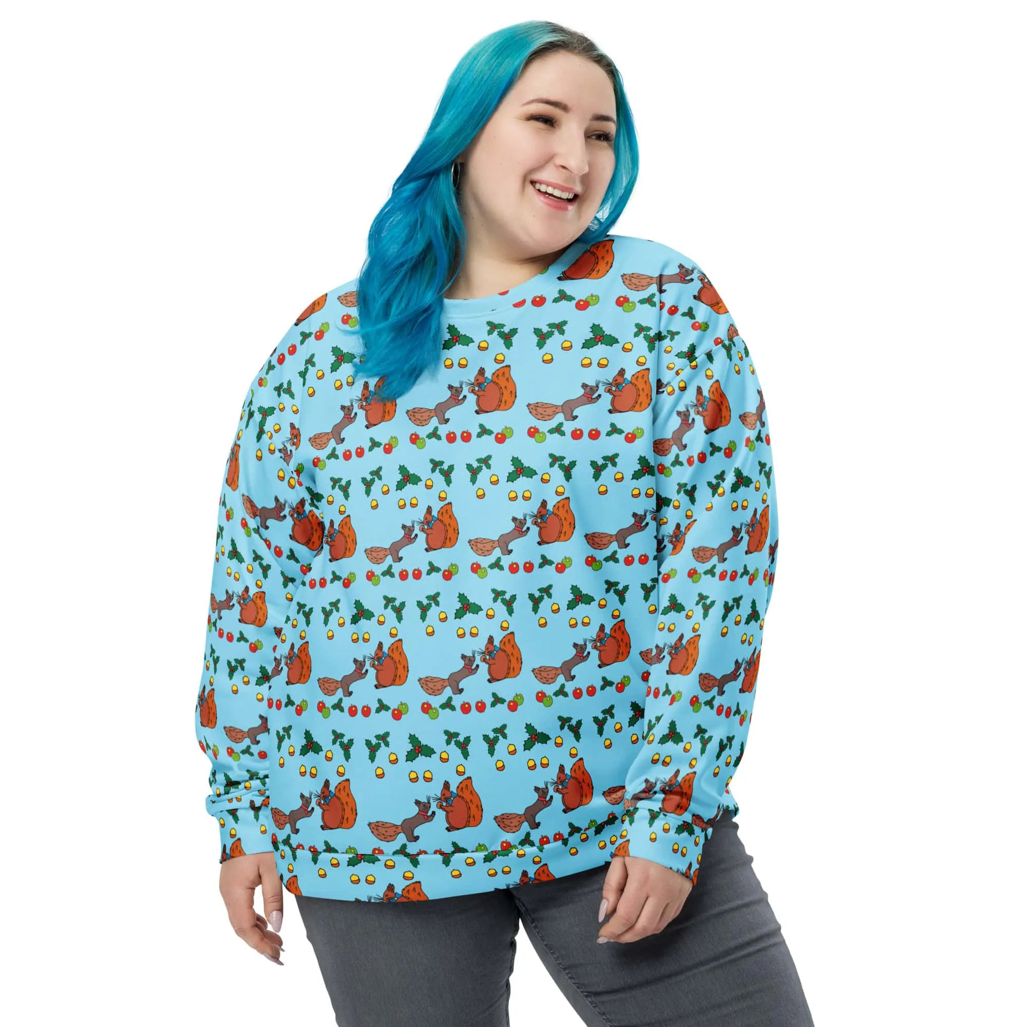 Cozy Fall Vibes Squirrel Women's Recycled Polyester Sweatshirt