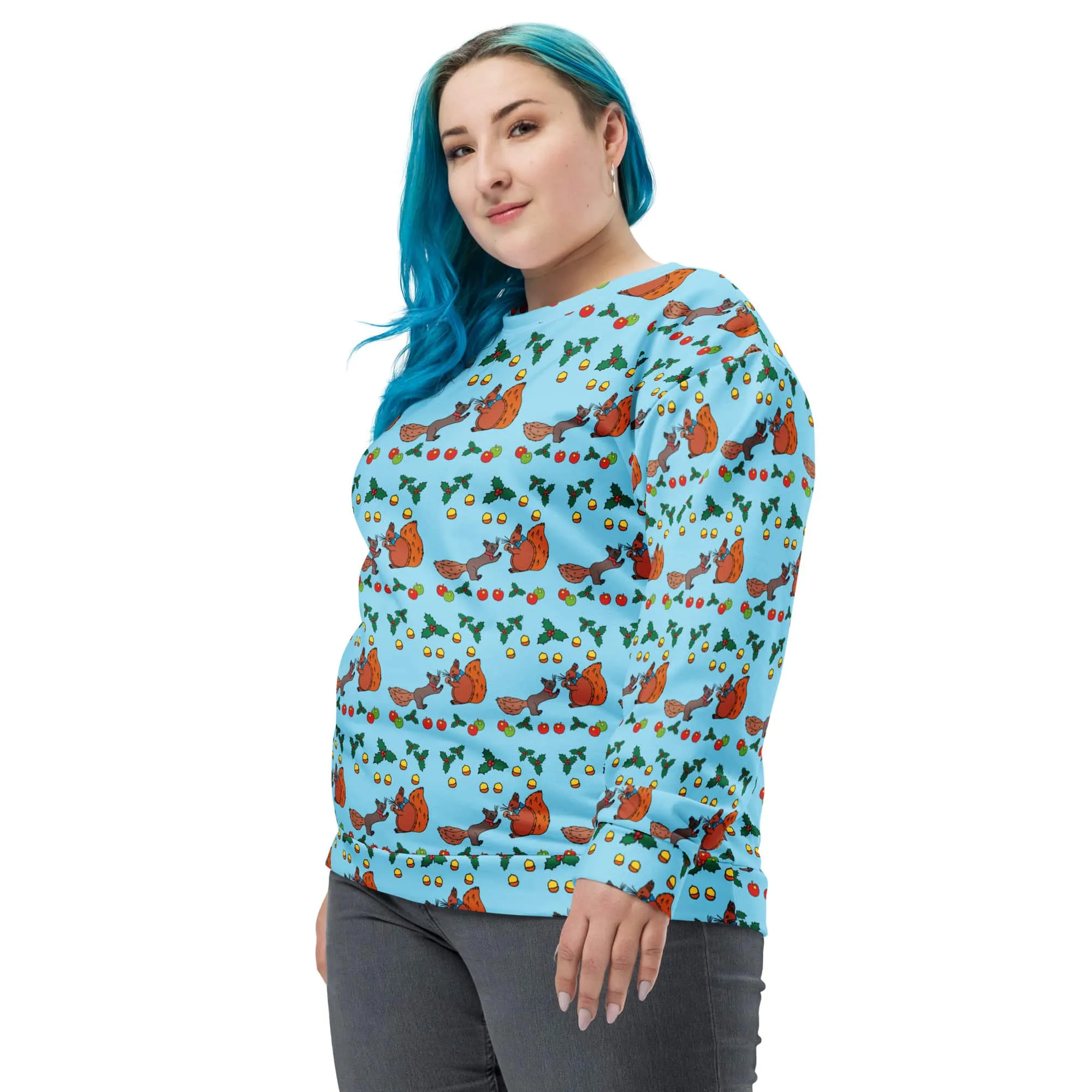 Cozy Fall Vibes Squirrel Women's Recycled Polyester Sweatshirt