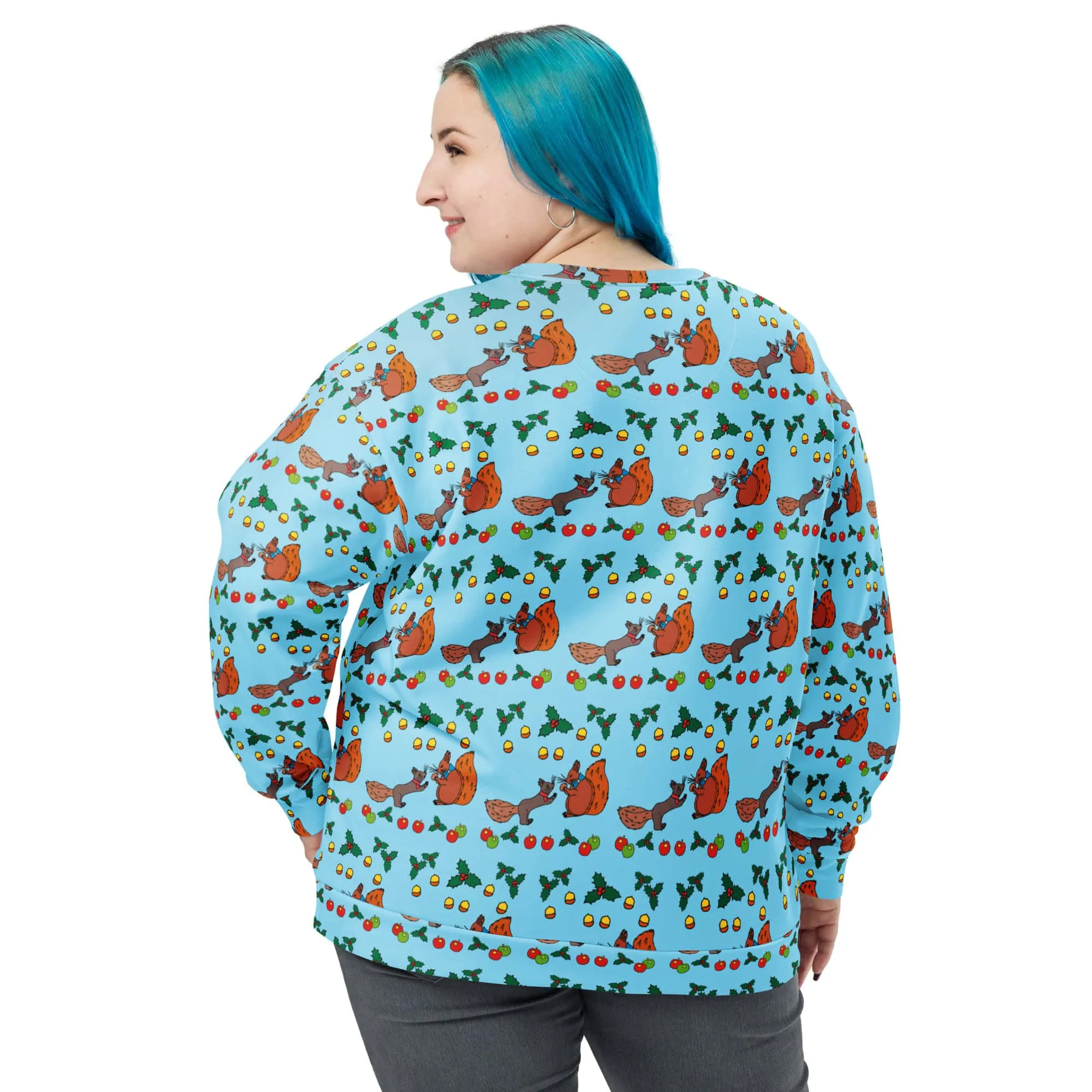 Cozy Fall Vibes Squirrel Women's Recycled Polyester Sweatshirt