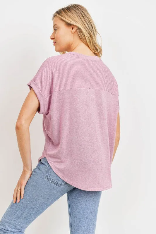 Cuffed Sleeve Knit Top