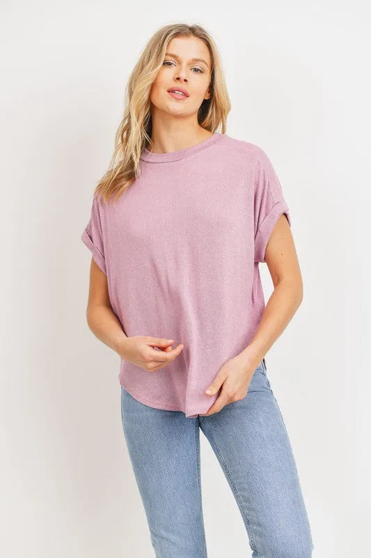 Cuffed Sleeve Knit Top