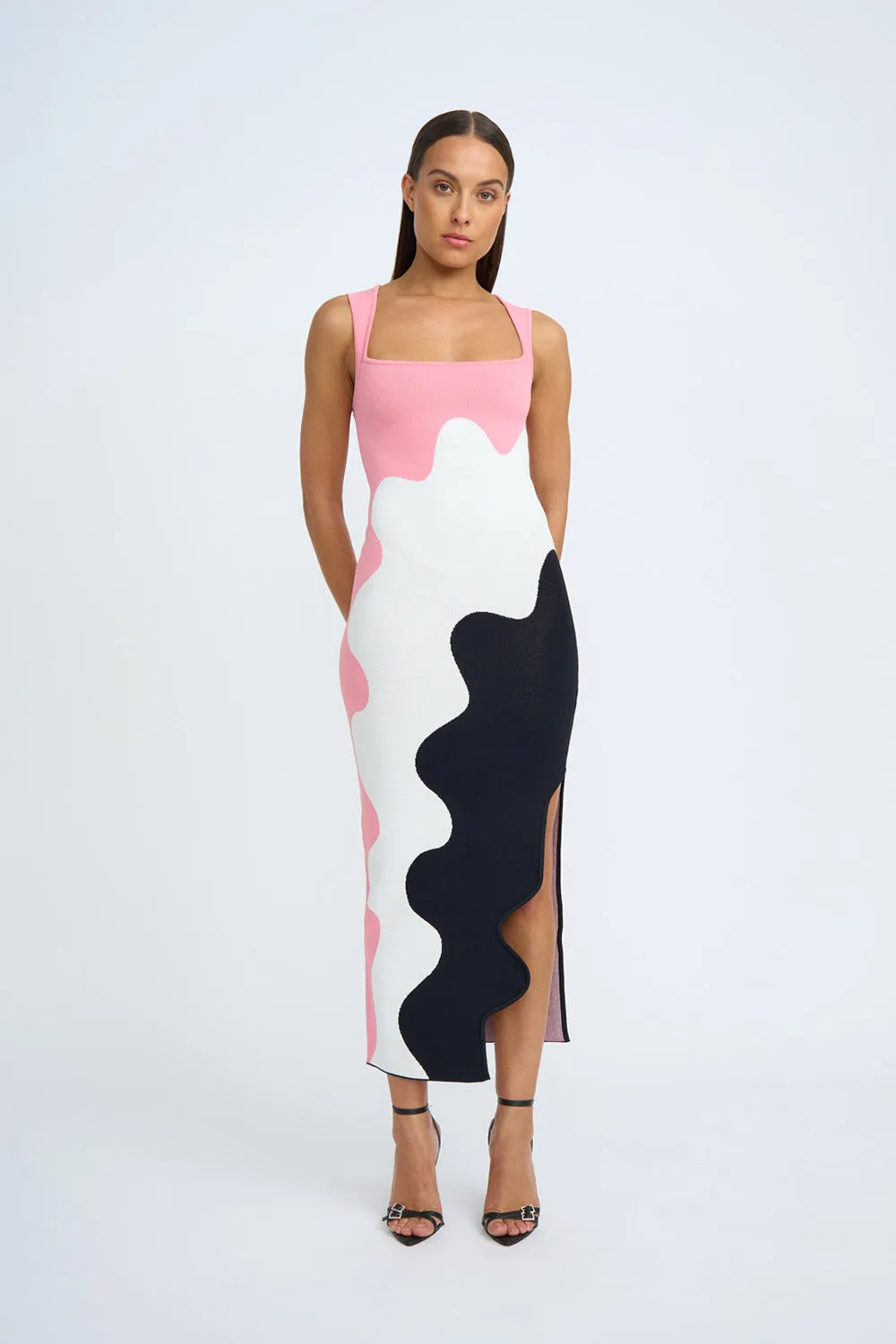 Dahlia Knit Midi Dress | Final Sale - Pink Ivory Black