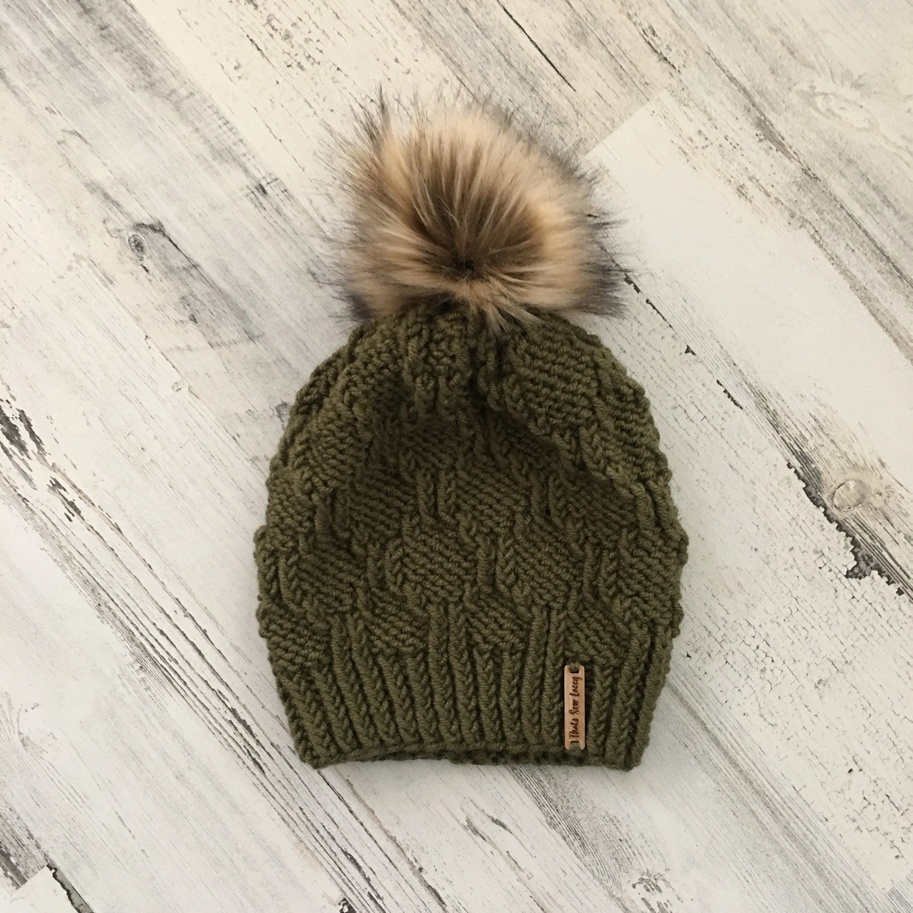 Diamonte Beanie - Faux Fur Pom