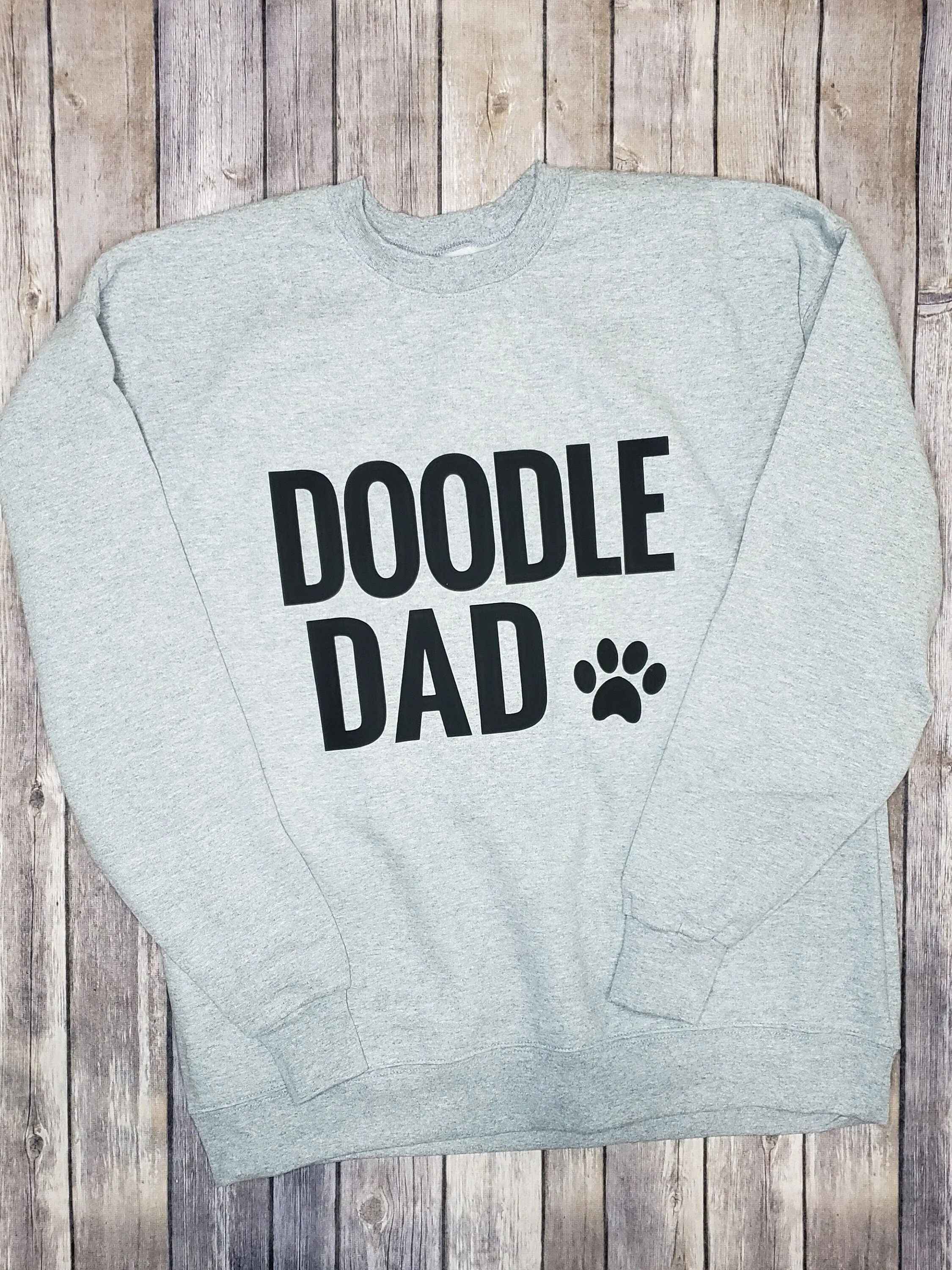 Doodle Dad Unisex Comfy Crew Neck Heather Grey Sweatshirt