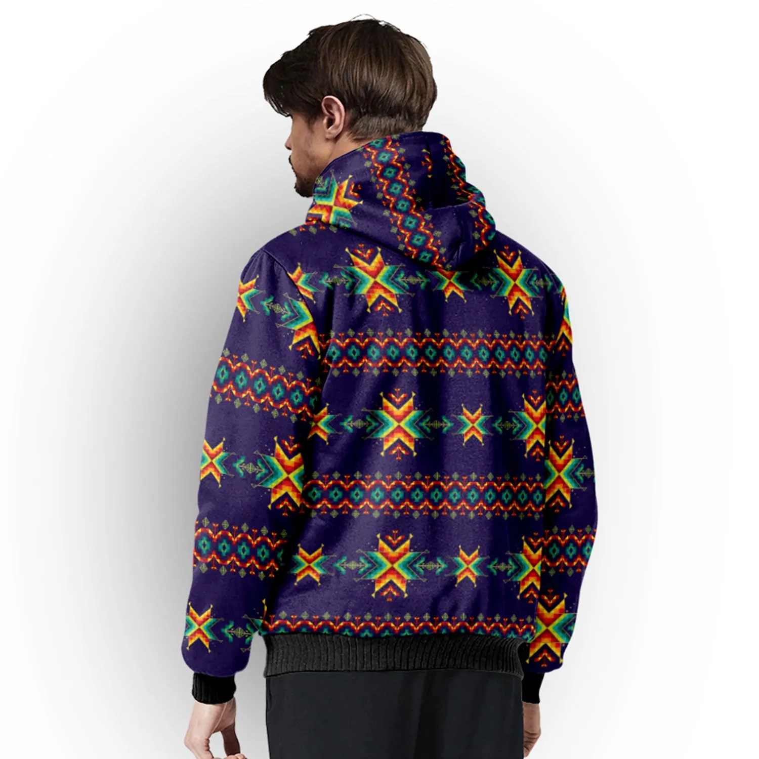 Dreams of Ancestors Indigo Sherpa Hoodie