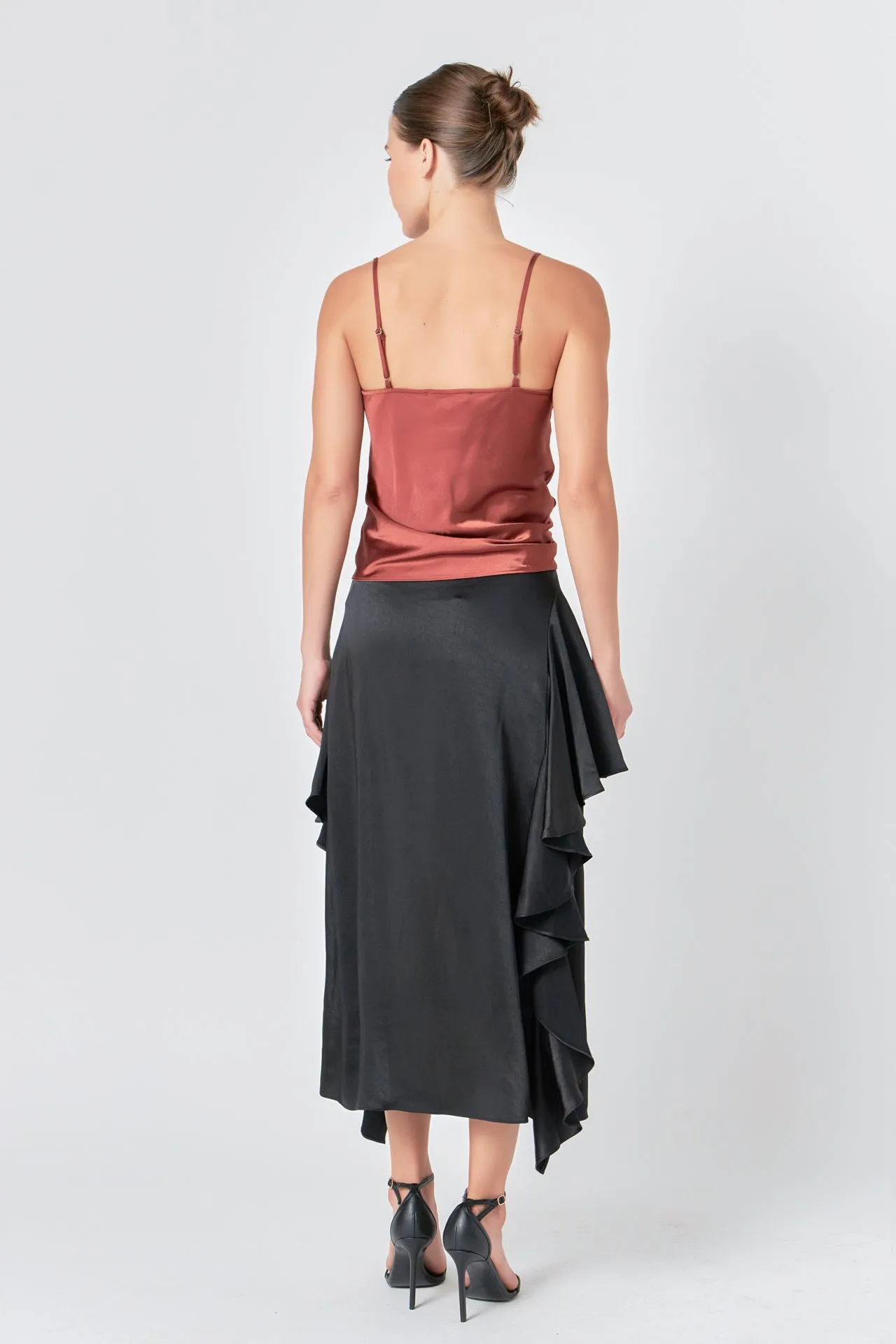 Endless Rose - Satin Waterfall Midi Skirt