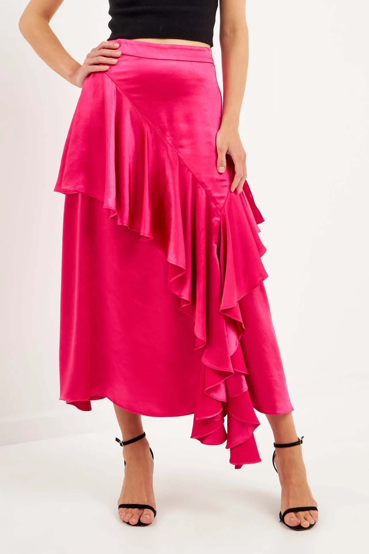 Endless Rose - Satin Waterfall Midi Skirt