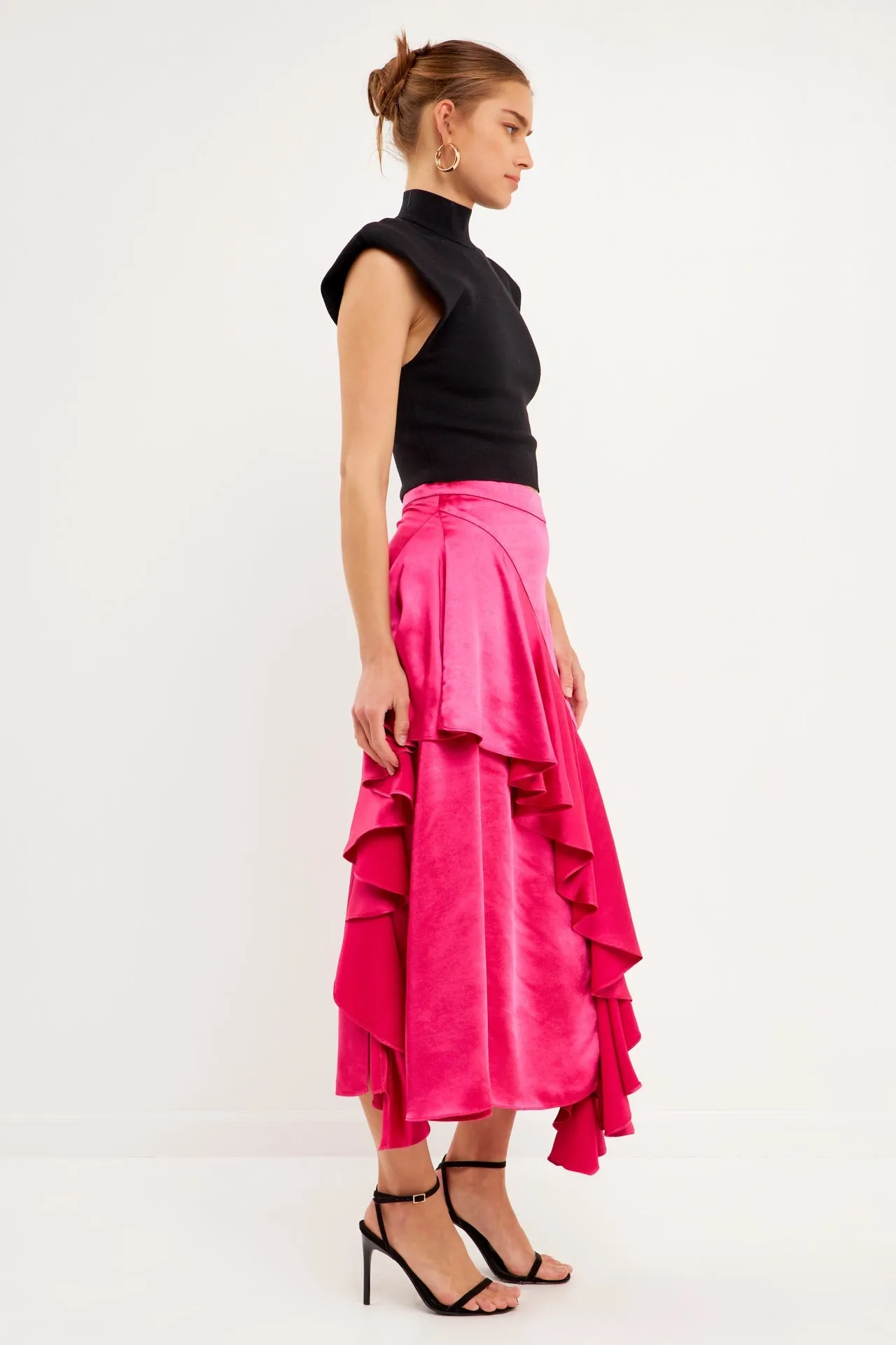 Endless Rose - Satin Waterfall Midi Skirt