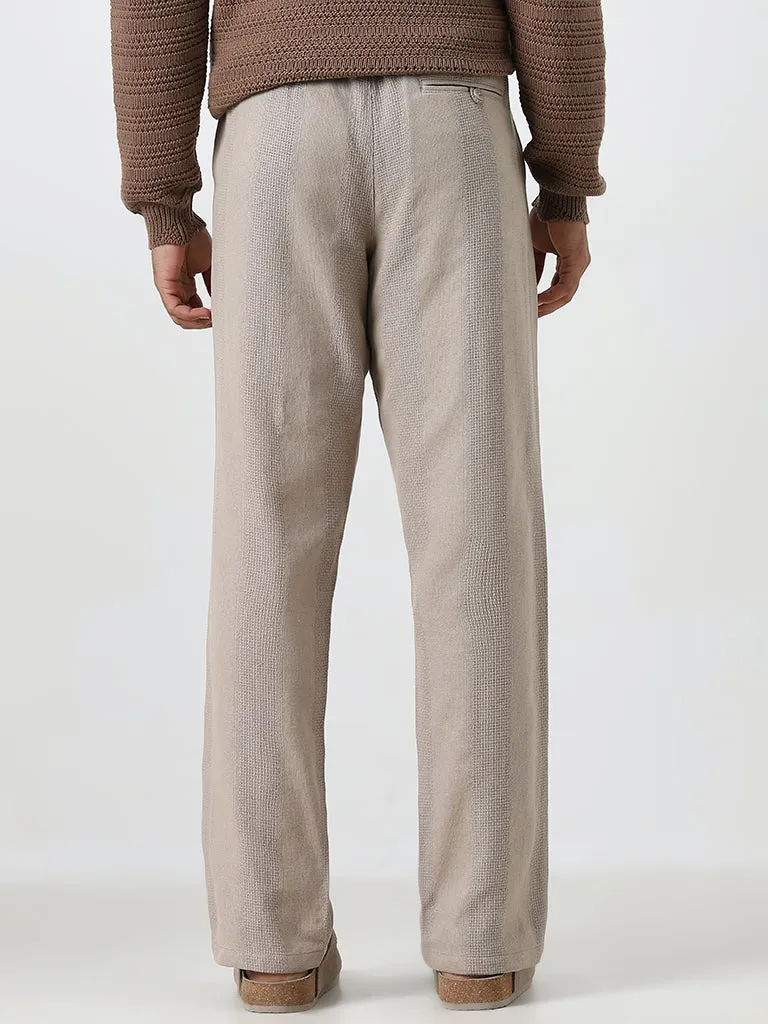 ETA Taupe Knitted Relaxed-Fit Mid-Rise Cotton Chinos