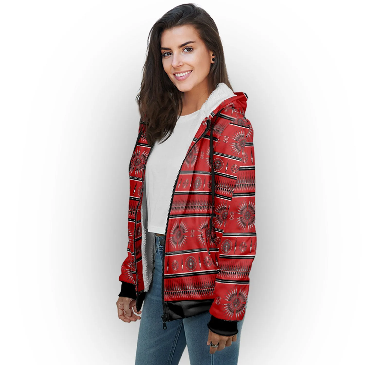 Evening Feather Wheel Blush Sherpa Hoodie