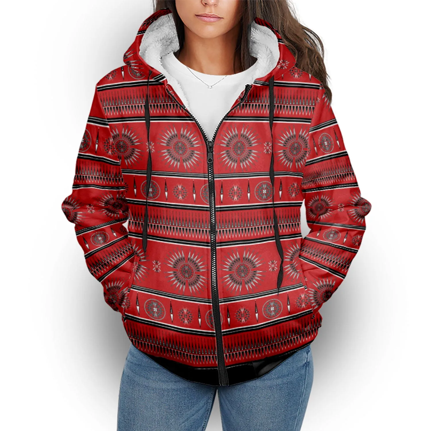 Evening Feather Wheel Blush Sherpa Hoodie