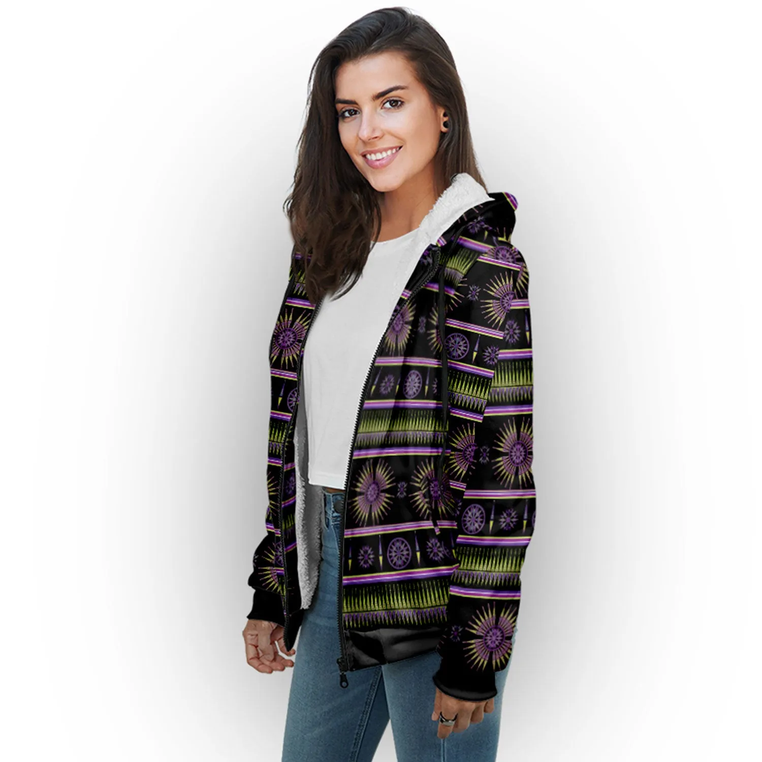 Evening Feather Wheel Sherpa Hoodie