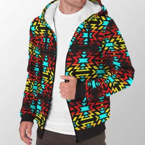 Fire Colors and Turquoise Bearpaw Sherpa Hoodie