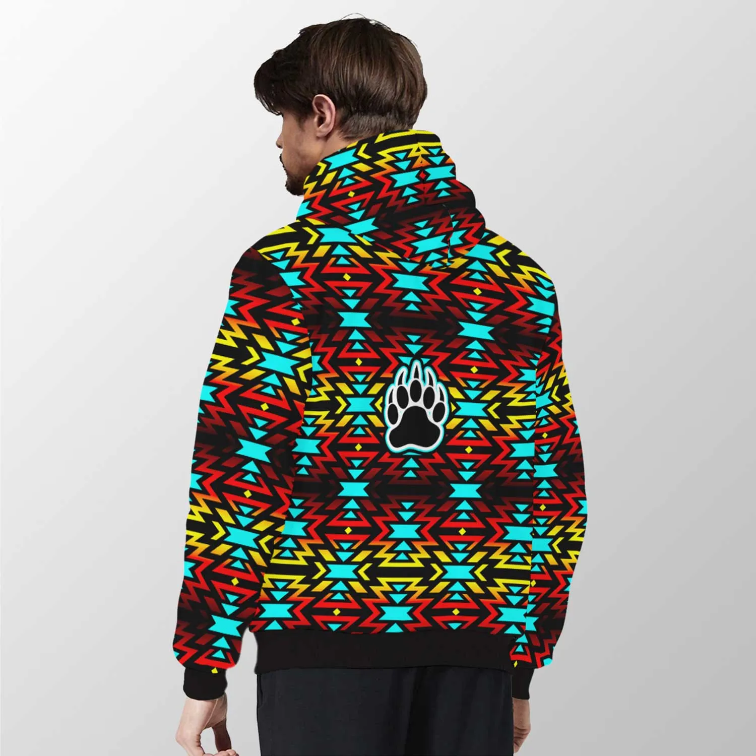 Fire Colors and Turquoise Bearpaw Sherpa Hoodie