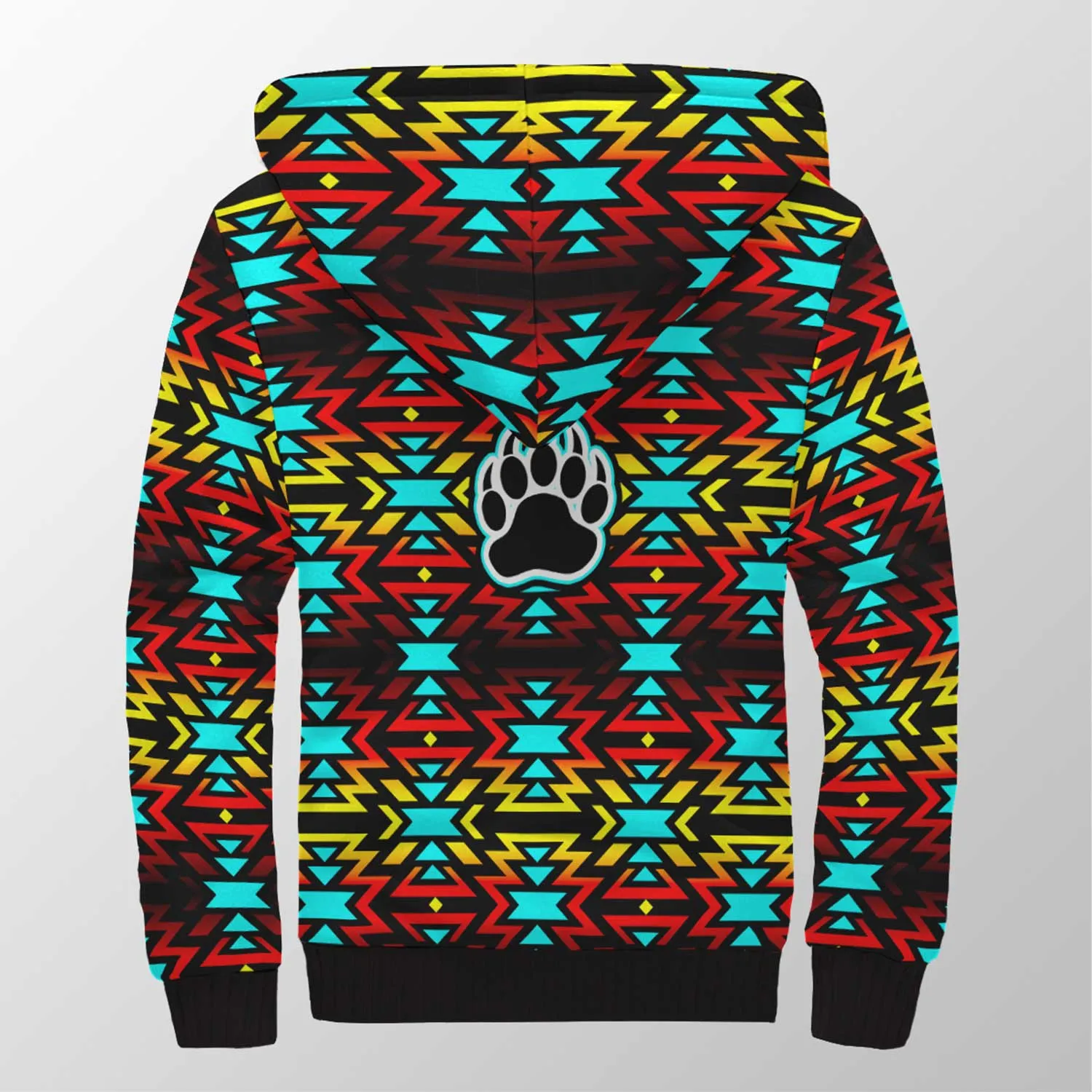 Fire Colors and Turquoise Bearpaw Sherpa Hoodie