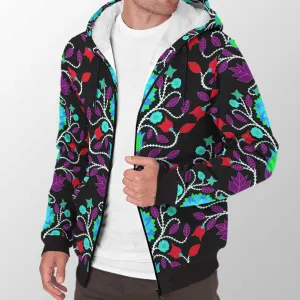 Floral Beadwork Four Clans Winter Sherpa Hoodie