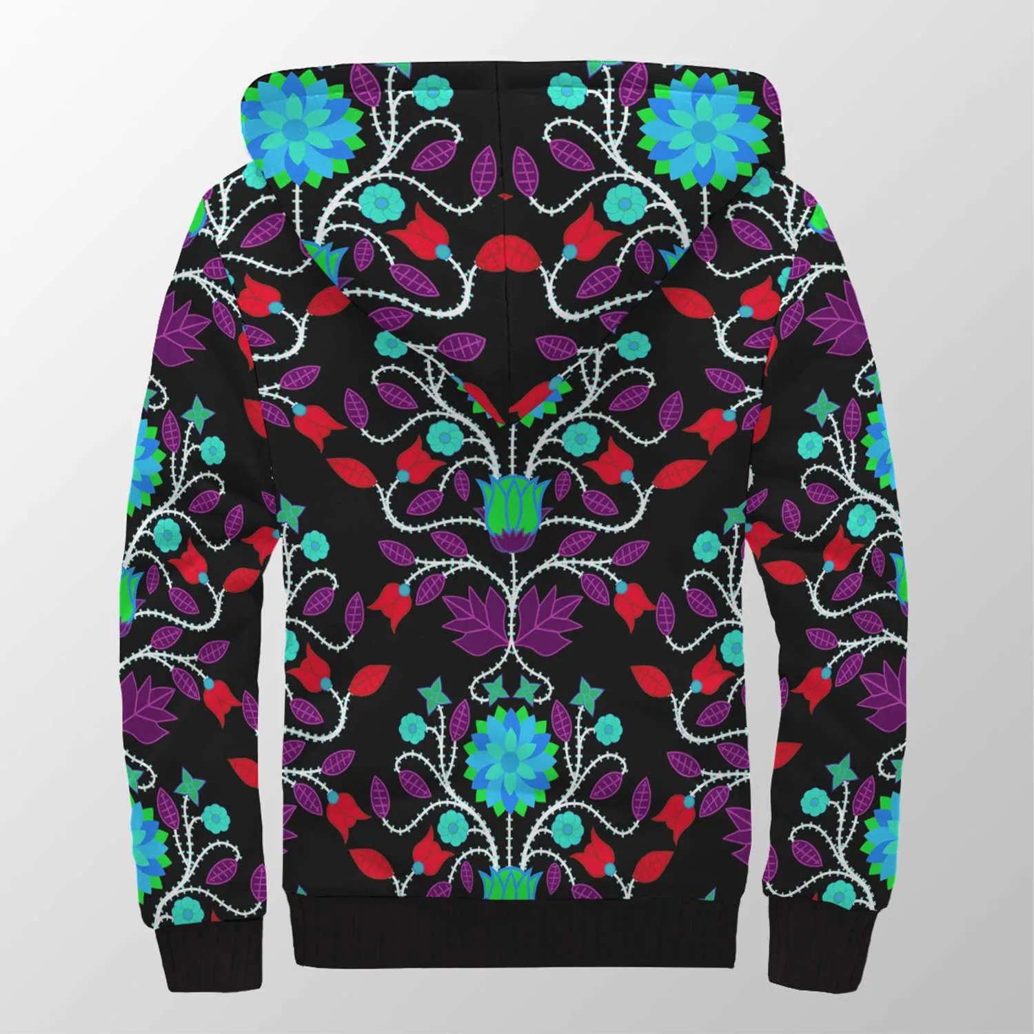 Floral Beadwork Four Clans Winter Sherpa Hoodie