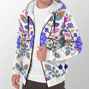 Floral Beadwork Seven Clans White Sherpa Hoodie