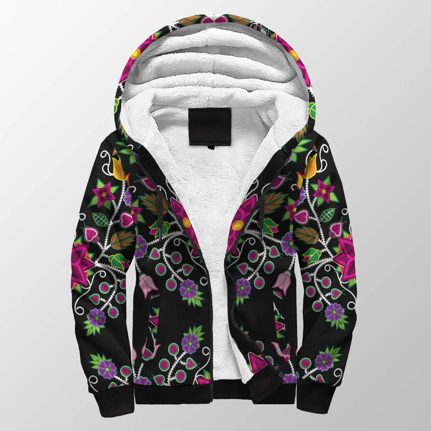 Floral Beadwork Sherpa Hoodie