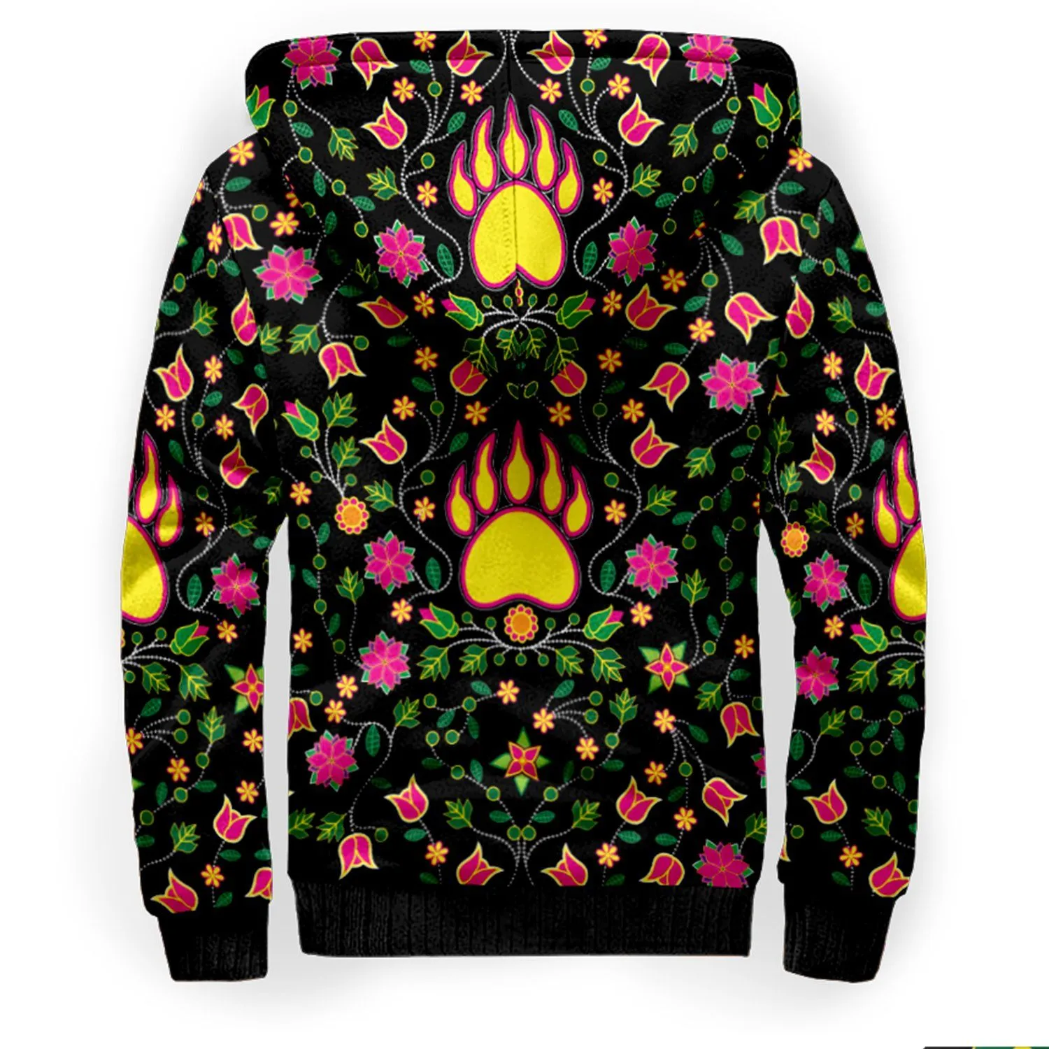 Floral Bearpaw Pink and Yellow Sherpa Hoodie